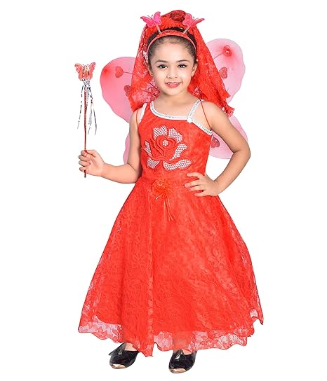 AHHAAAA Kids Cotton A-Line Maxi Dress/Angel Pari Dress/Christmas Gown 5001