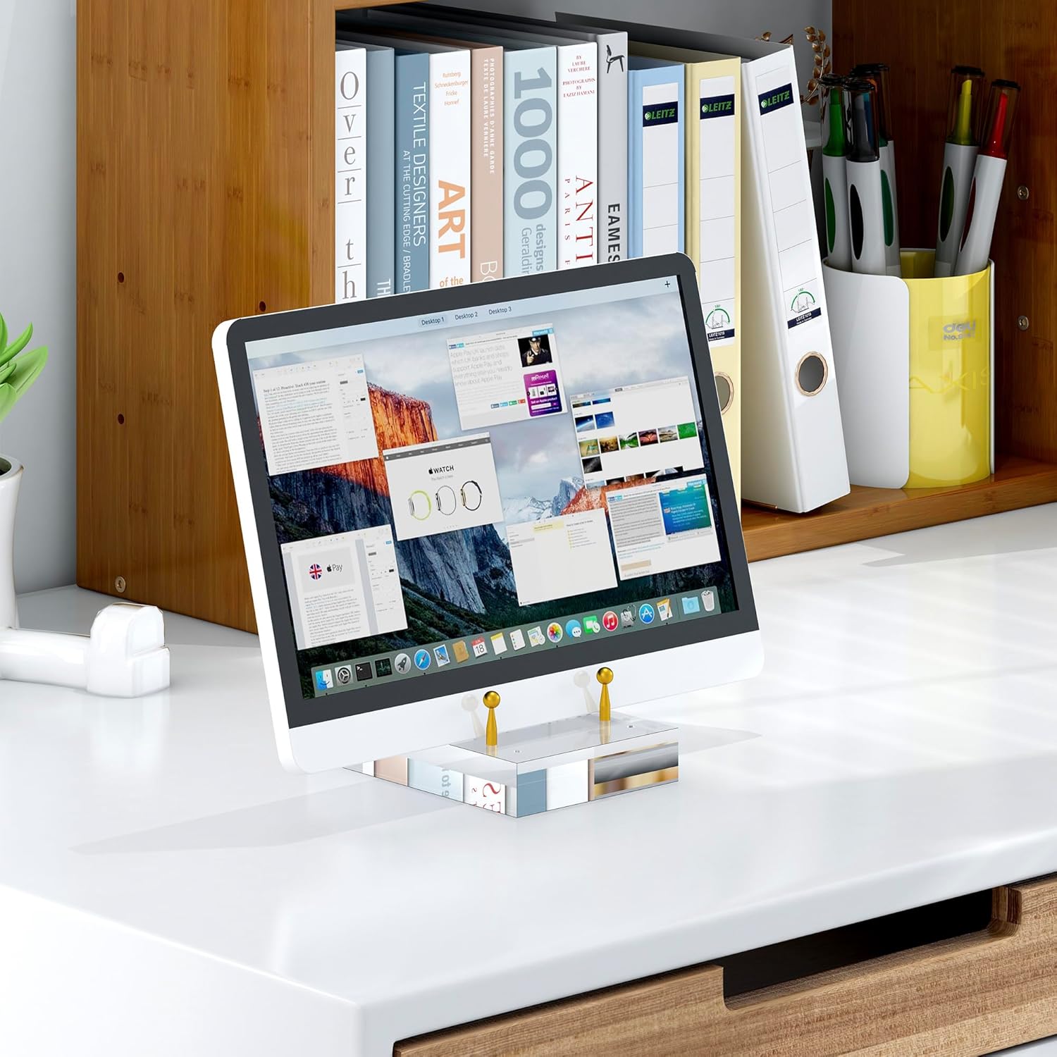 SVENJBB Acrylic Easel Display Stand with Adjustable Gold-Toned Pegs – Crystal Clear Acrylic with Floating Appearance, Ideal for Photos, Cookbooks, Invitations, and Plates, 2Pack