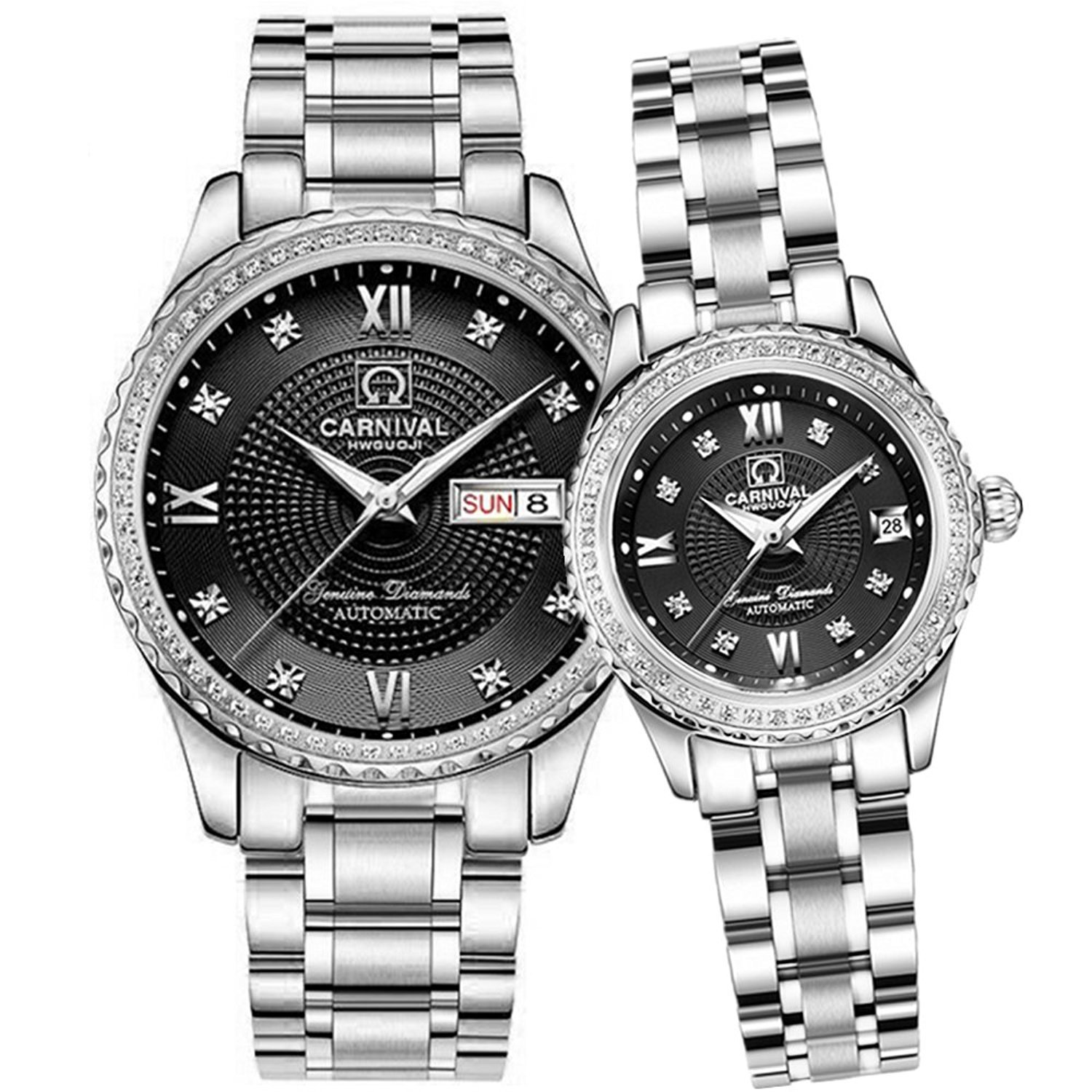 WhatsWatchCarnival Couple Watches Men and Women Automatic Mechanical Watch Romantic for Her or His Set of 2