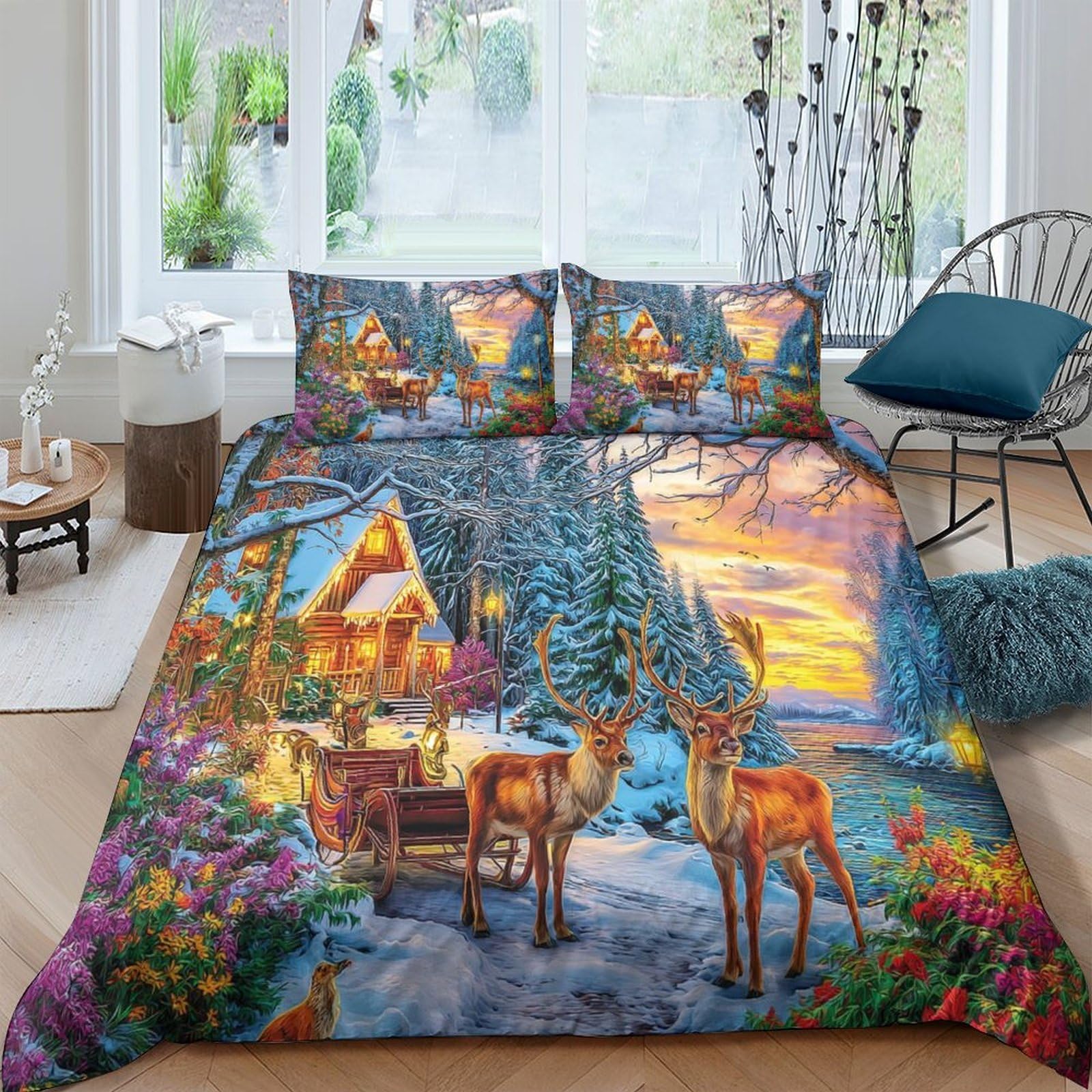 Parure de lit Rovaniemi Finlande housse de couette 260x220cm en microfibre 3 pièces pour enfant