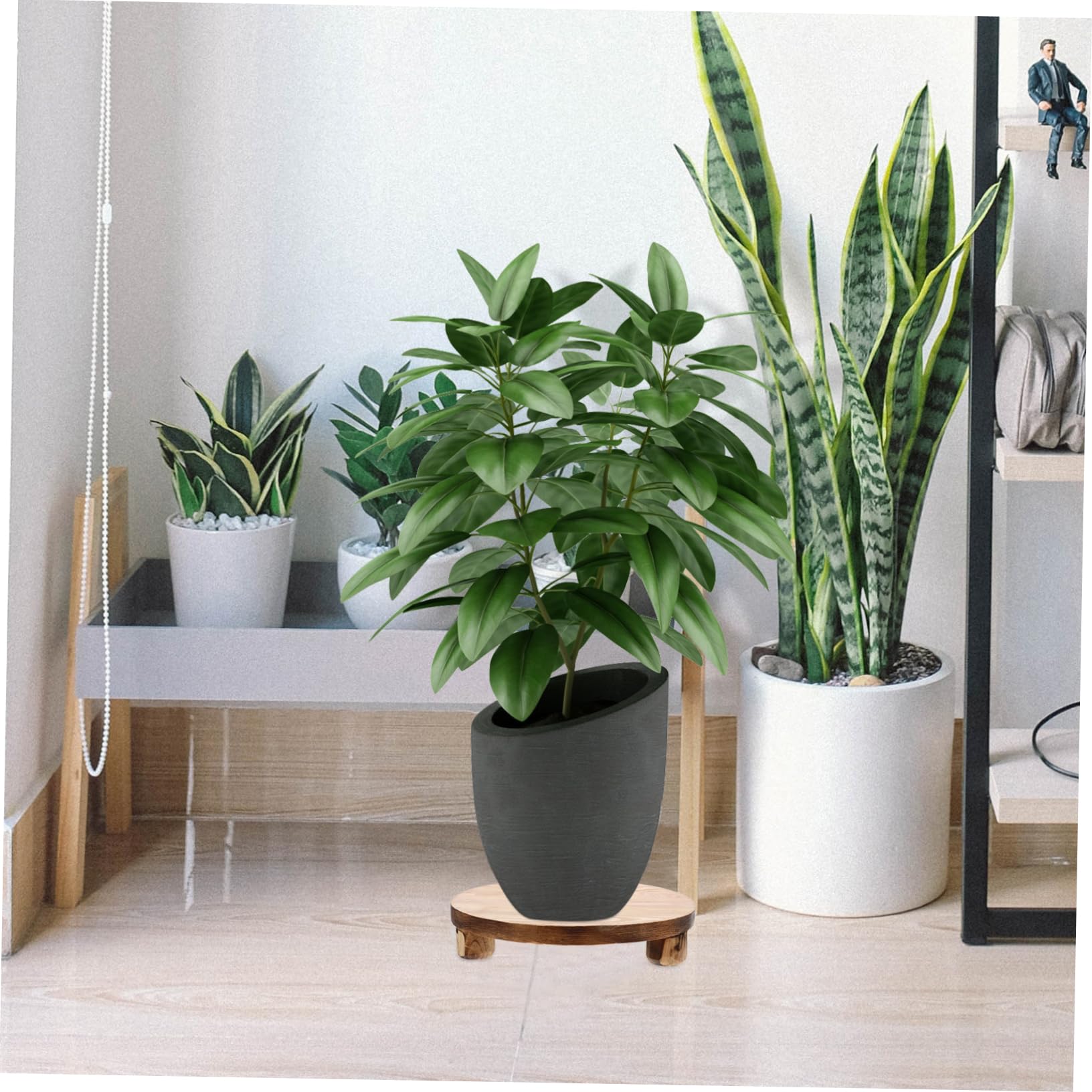 TOYANDONA Soporte de Madera Redondo Fácil Instalación y Reutilizable para Macetas Base Estable Adecuado para Plantas en Maceta Salón o Escritorio
