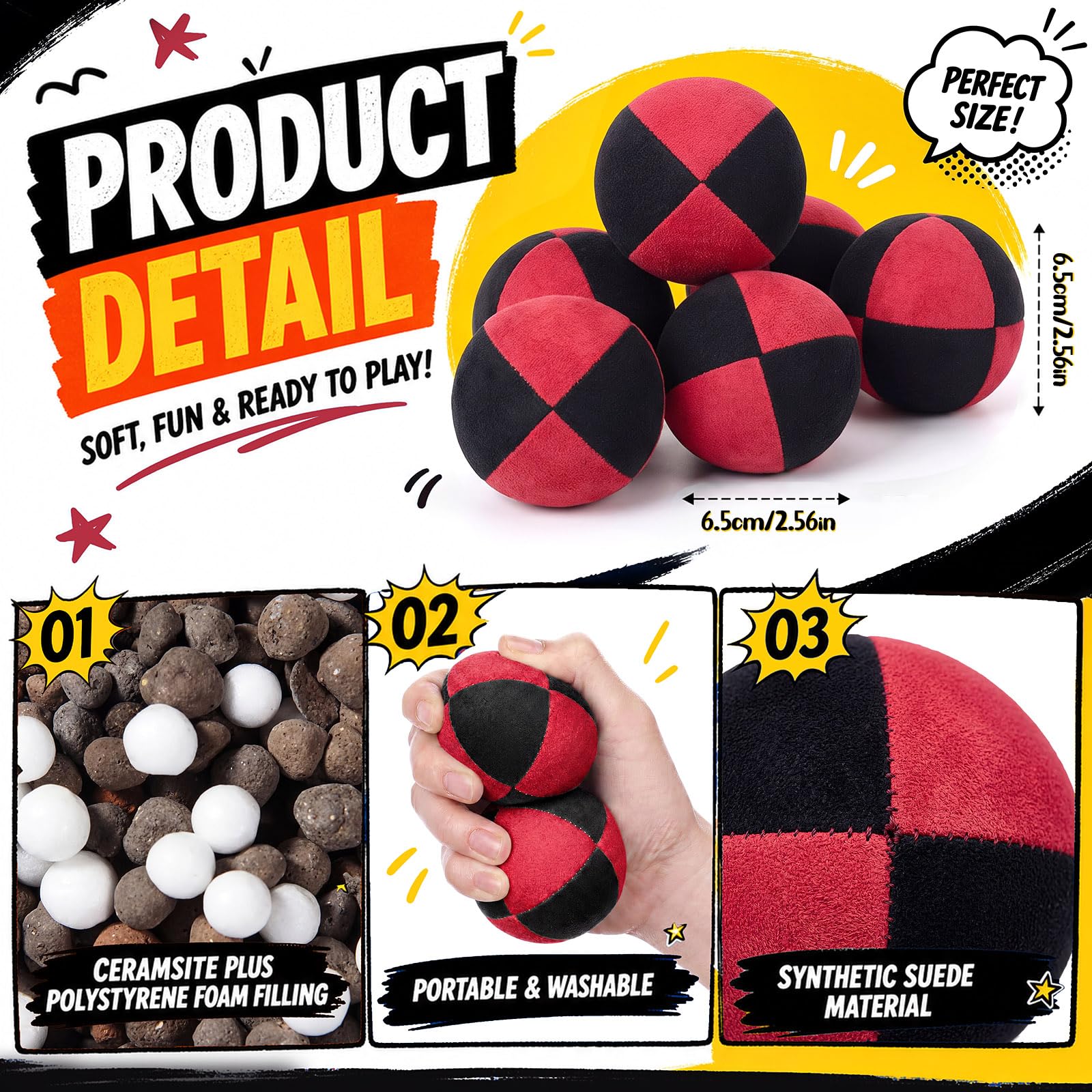Liliful Palline da giocoleria da 6,5 cm
