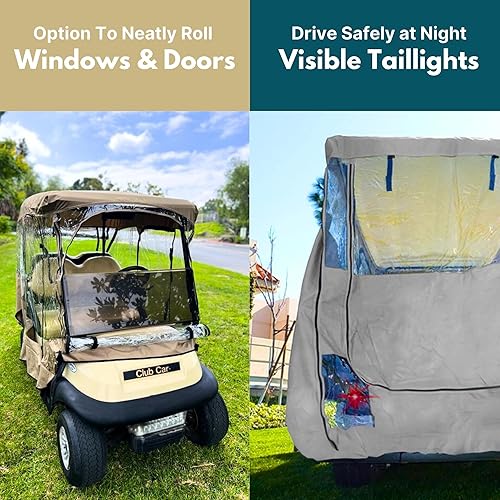 Miniatura 4 de Funda protectora premium para carrito de golf con 2 pares de asientos, con techo de hasta 58 pulgadas.