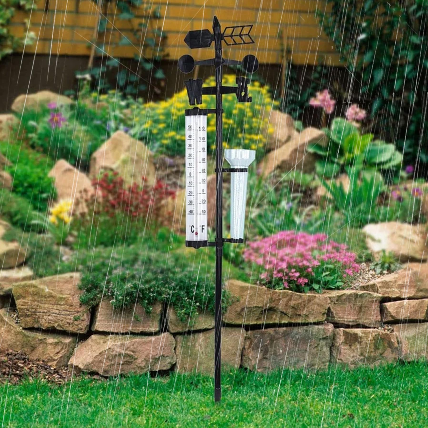 Drahtlose Wetterstation mit drehbarer Halterung 55 Einfache Einrichtung mit Regenmesser-Thermometerfahne