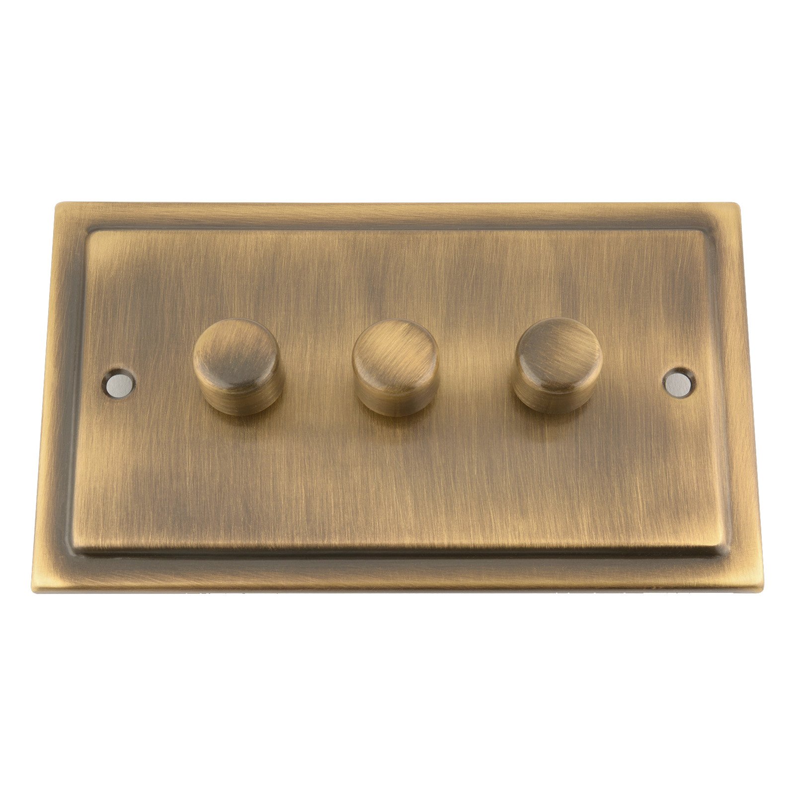 A5 Products Victorian Antique Brass Mains Led Light Dimmer Switch 250W 3 Gang - Push On/Off 2 Way
