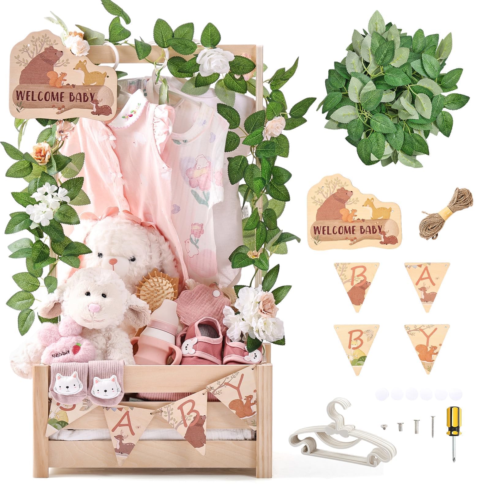 Amazon.com : Wooden Baby Shower Crate Closet - Forest Animals