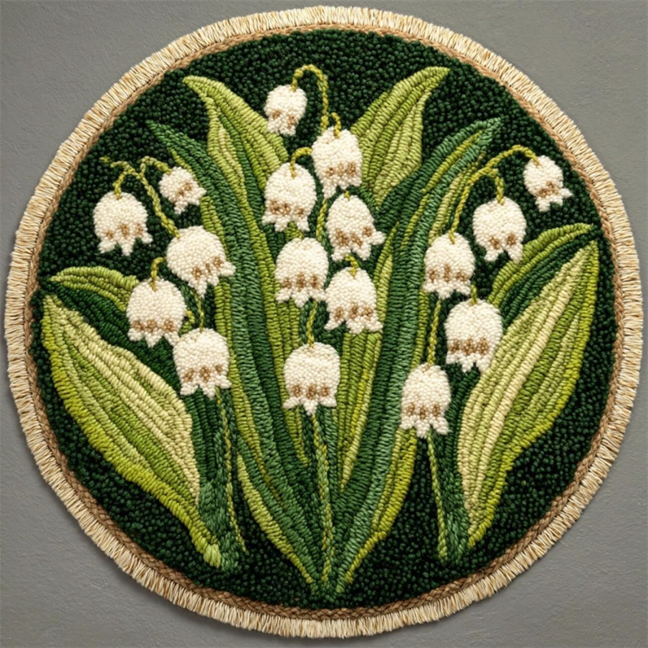 Kitquiver Latch Hook Rug Kits White Lily of the Valley 60x60cm