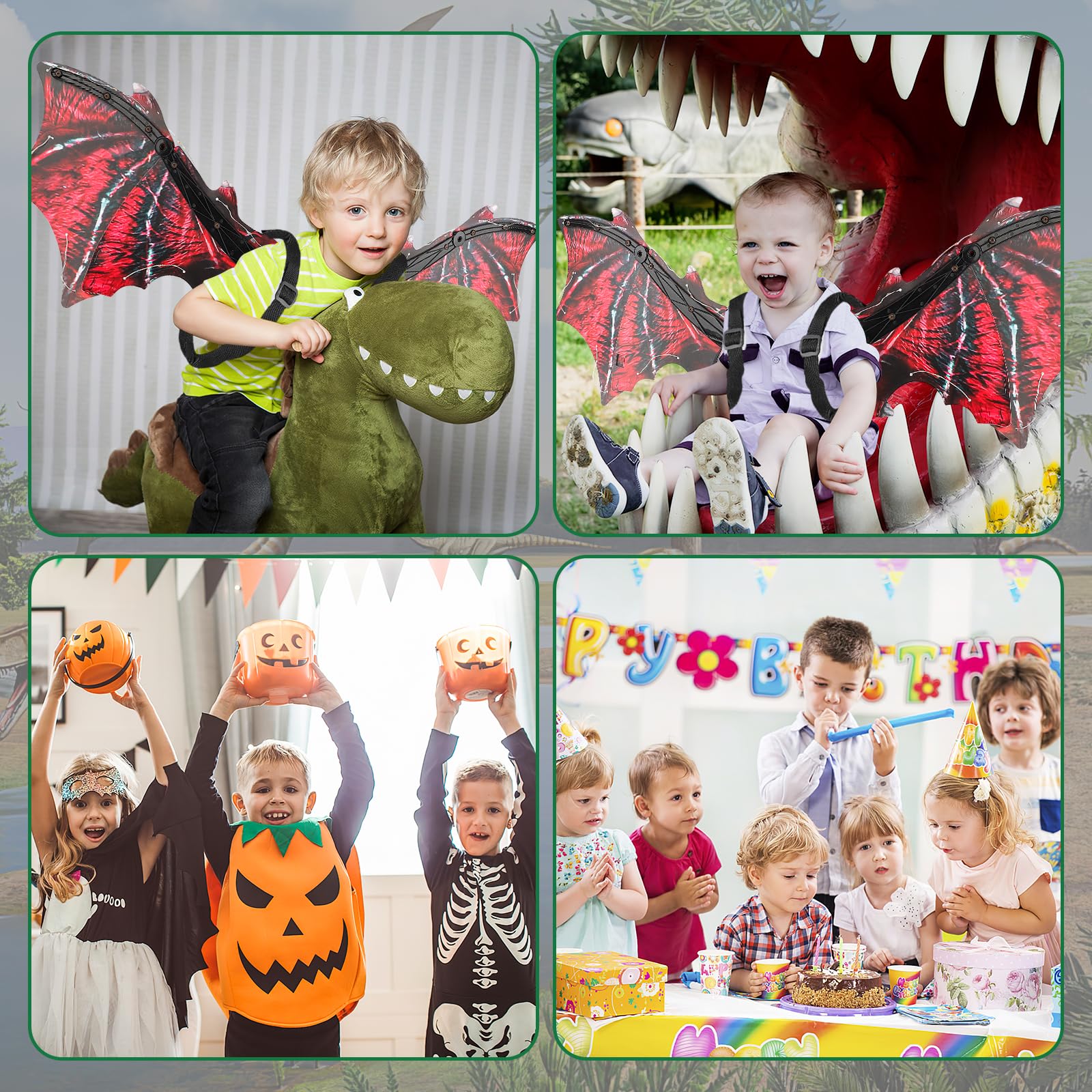 deAO Elektryczne skrzydła dinozaura, świecące skrzydła, smocze skrzydła z dźwiękiem, zabawka dinozaura dla chłopców, Halloween, cosplay, fantazyjne przebranie, kostiumy dla dzieci i dorosłych, Boże
