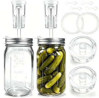 Fermentierglas: 2 Stück 2L/32oz Kimchi Behälter mit Gäraufsatz, Perfekt für Kimchi, Sauerkraut, Kombucha, Gemüse und Einlegen