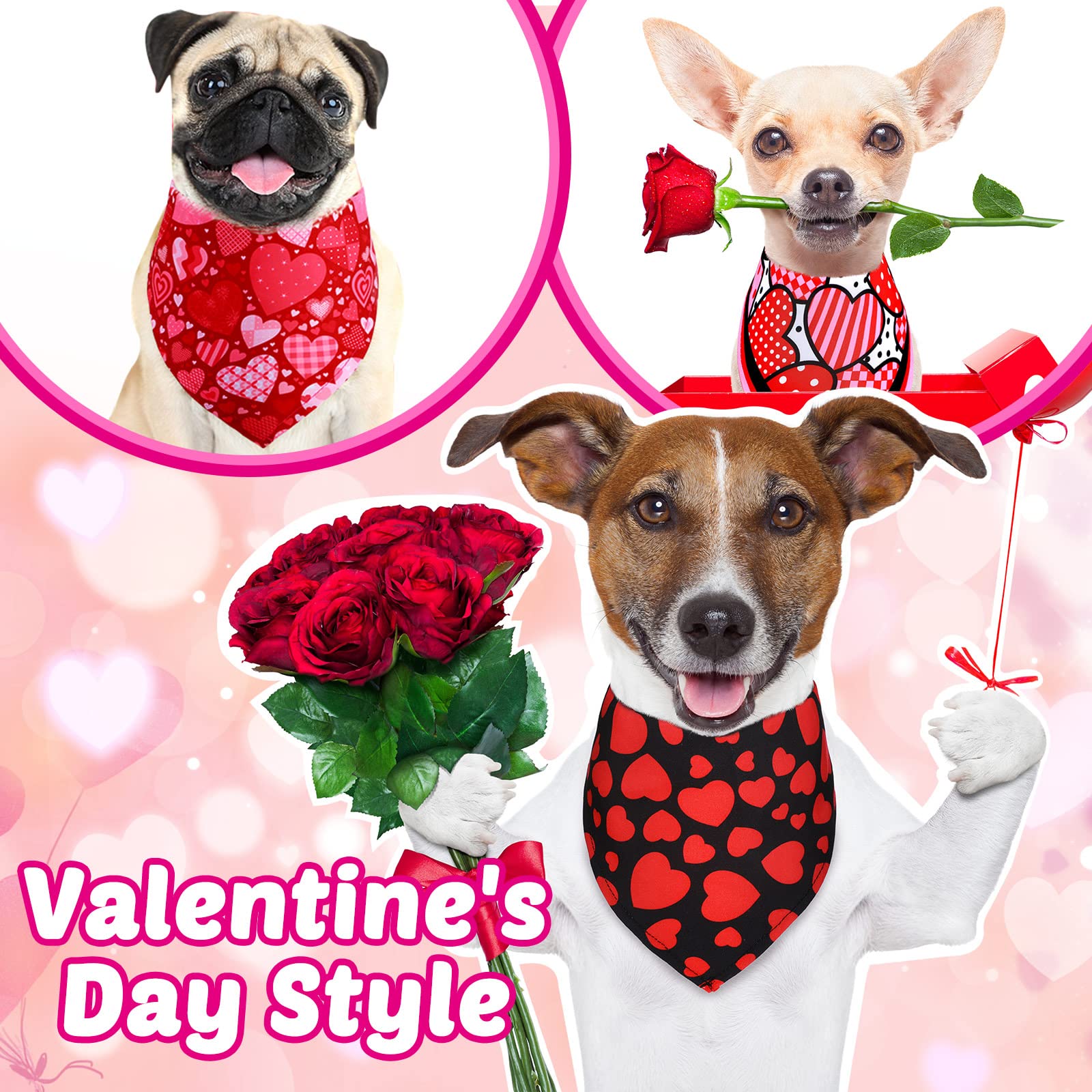 Lot de 20 bandanas triangulaires réversibles pour chien, bandana réglable pour la Saint-Valentin, le jour de l'indépendance, chiens, chats, animaux domestiques (81,3 x 55,9 x 55,9 cm)