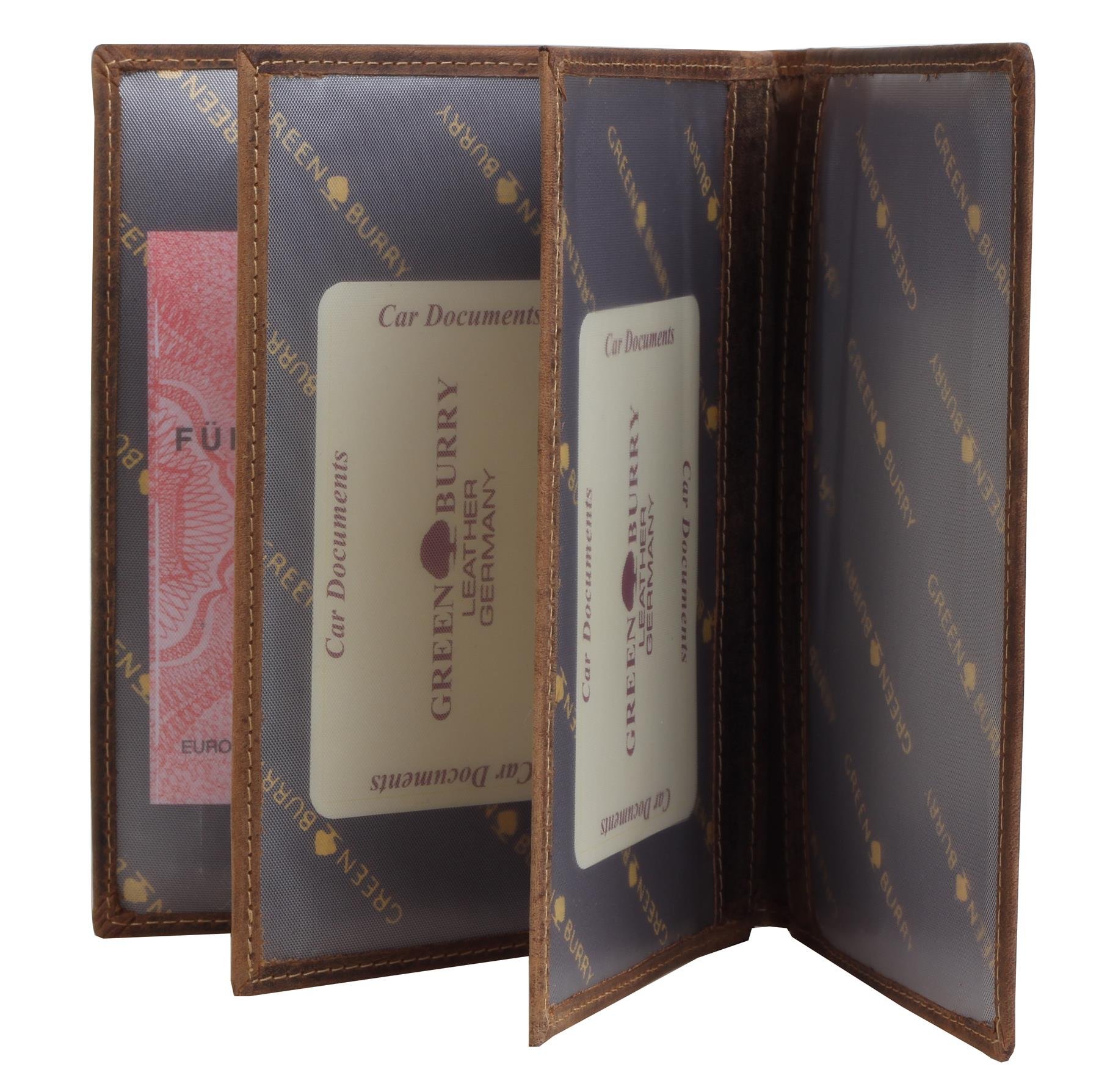 Greenburry Vintage Ausweismappe-Leder I Jagdschein-Etui mit Waidmannsheil Motiv für Jäger - 16,5x1,5x12cm