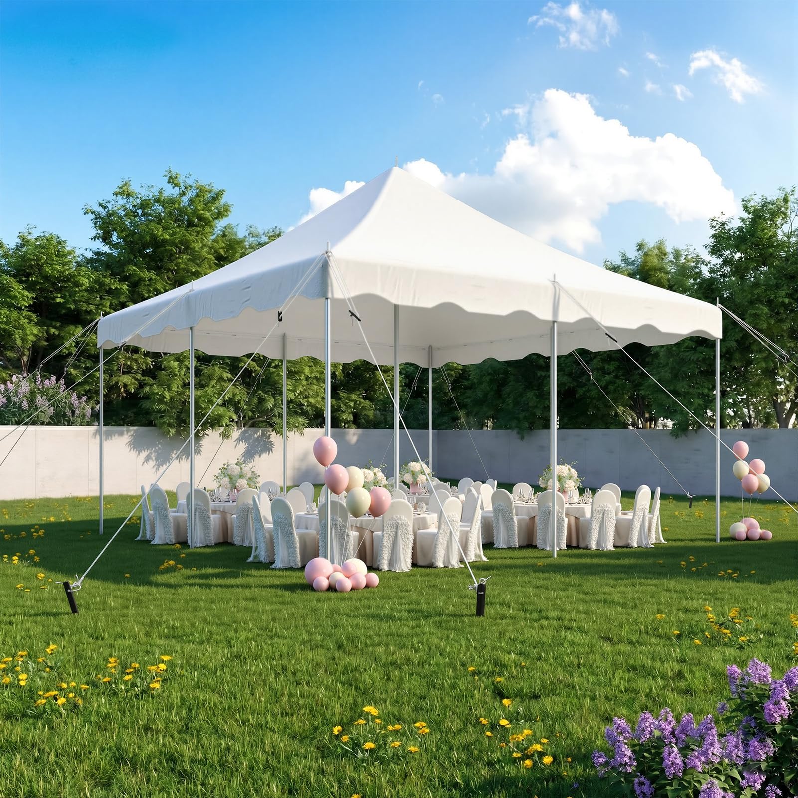 metal tent EROMMY 15x15FT Pole Party Tent, Heavy Duty PVC Outdoor Canopy with Reinforced Galvanized Steel Frame, White Event with Carry Bags for Weddings and Parties : Patio, Lawn & Garden Santa Cruz V10 DH 1+1_FR Variant:2.1 Rafters per tent size