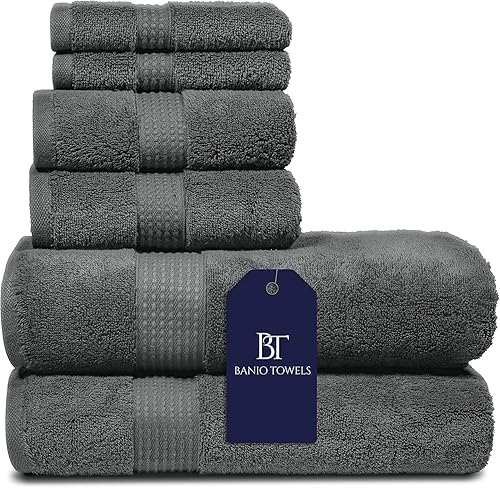 Miniatura 16 de Banio Toallas Juego de 4 toallas de baño, 100% algodón turco, toallas de lujo de secado rápido para baño, invitados, bañera de hidromasaje, toallas