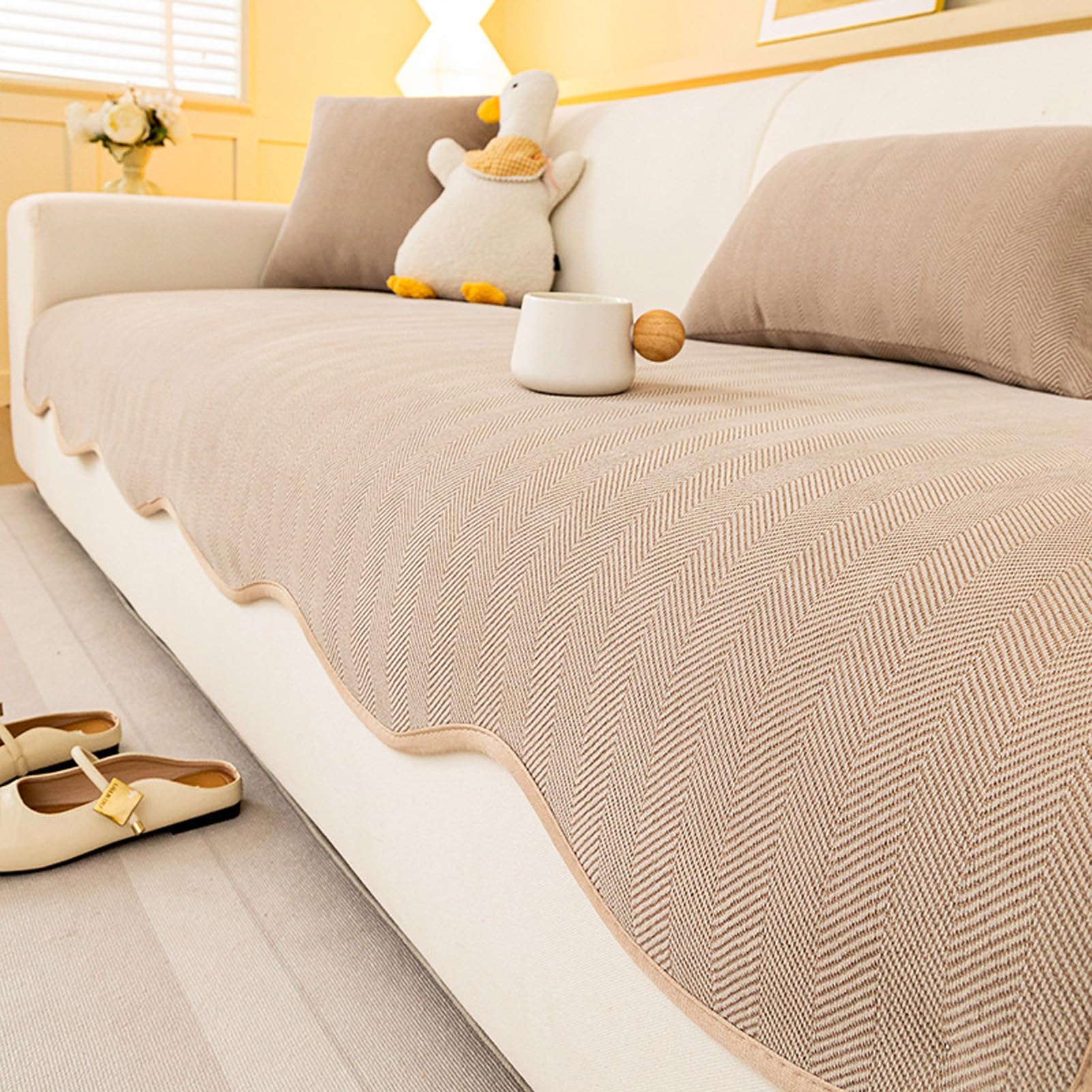 Couvre canape en chenille lavable pour protéger le canapé familial