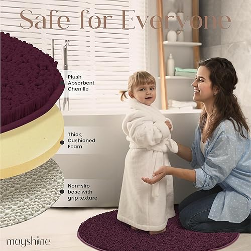 Miniatura 116 de MAYSHINE - Tapete de baño de felpilla suave de microfibra, tapete absorbente, lavable a máquina, antideslizante y de secado rápido, para baño