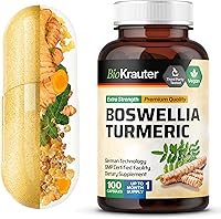 Vista 1 de BIO KRAUTER Suplemento de cúrcuma con cápsulas de extracto de boswellia, mezcla de 2000 mg, 100 unidades, cúrcuma de Boswellia vegana (curcumina)