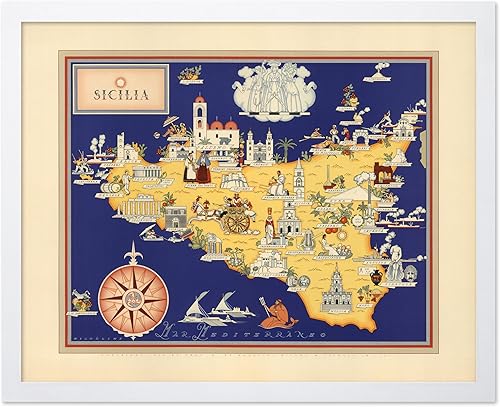 Vista 14 de Poster Master Póster vintage de la nación de los inmigrantes – Póster de mapas pictóricos retro – Arte de Estados Unidos – Regalo educativo