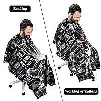 Vista 5 de FEBSNOW Capa de peluquería profesional con cepillo para el cuello, capa de corte de pelo grande con ventana transparente, impermeable, capa de salón