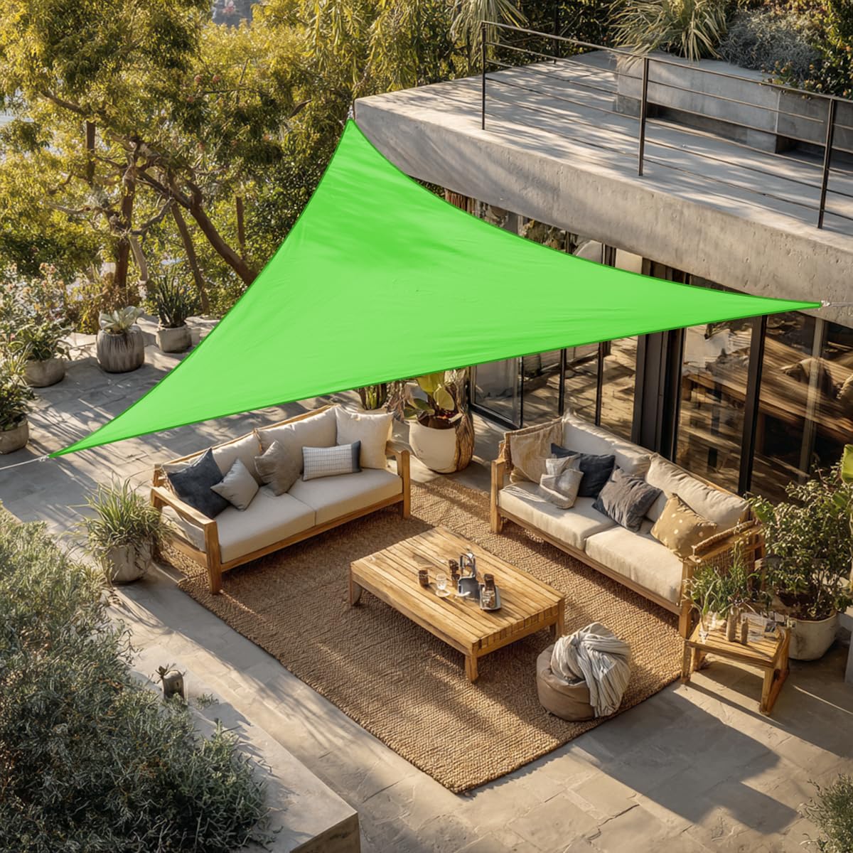 Green Bay Sun Shade Sail Outdoor Garden Patio Party Sunscreen Awning Canopy 98% UV Block Triangle Cream With Free Rope(3x3x3m) — view 26