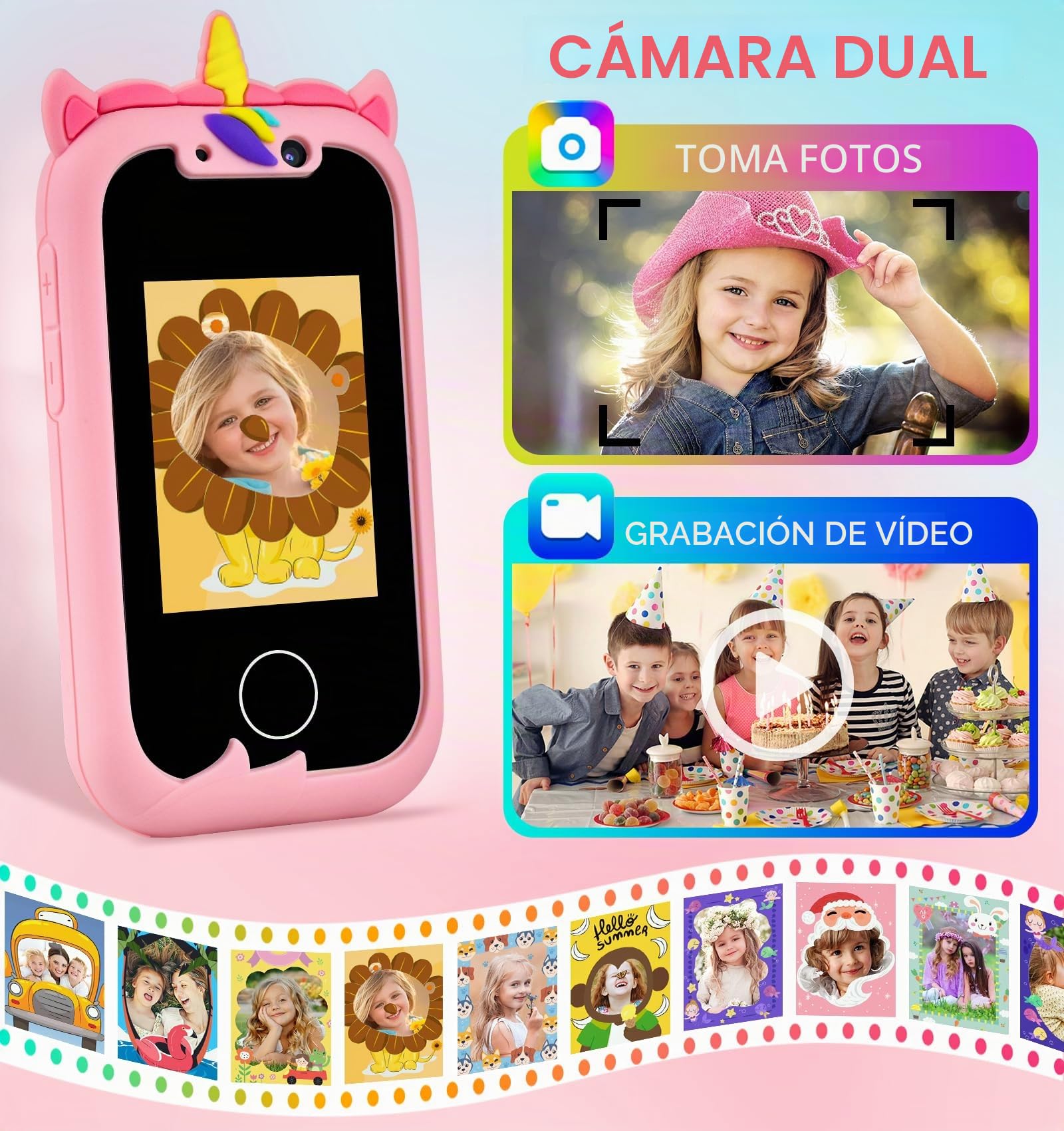 Movil Niños Smartphone Telefono para Niños Móvil Teléfono Moviles Telefonos para Niña Niños 2 3 4 5 6 7 8 9 10 11 12 Años