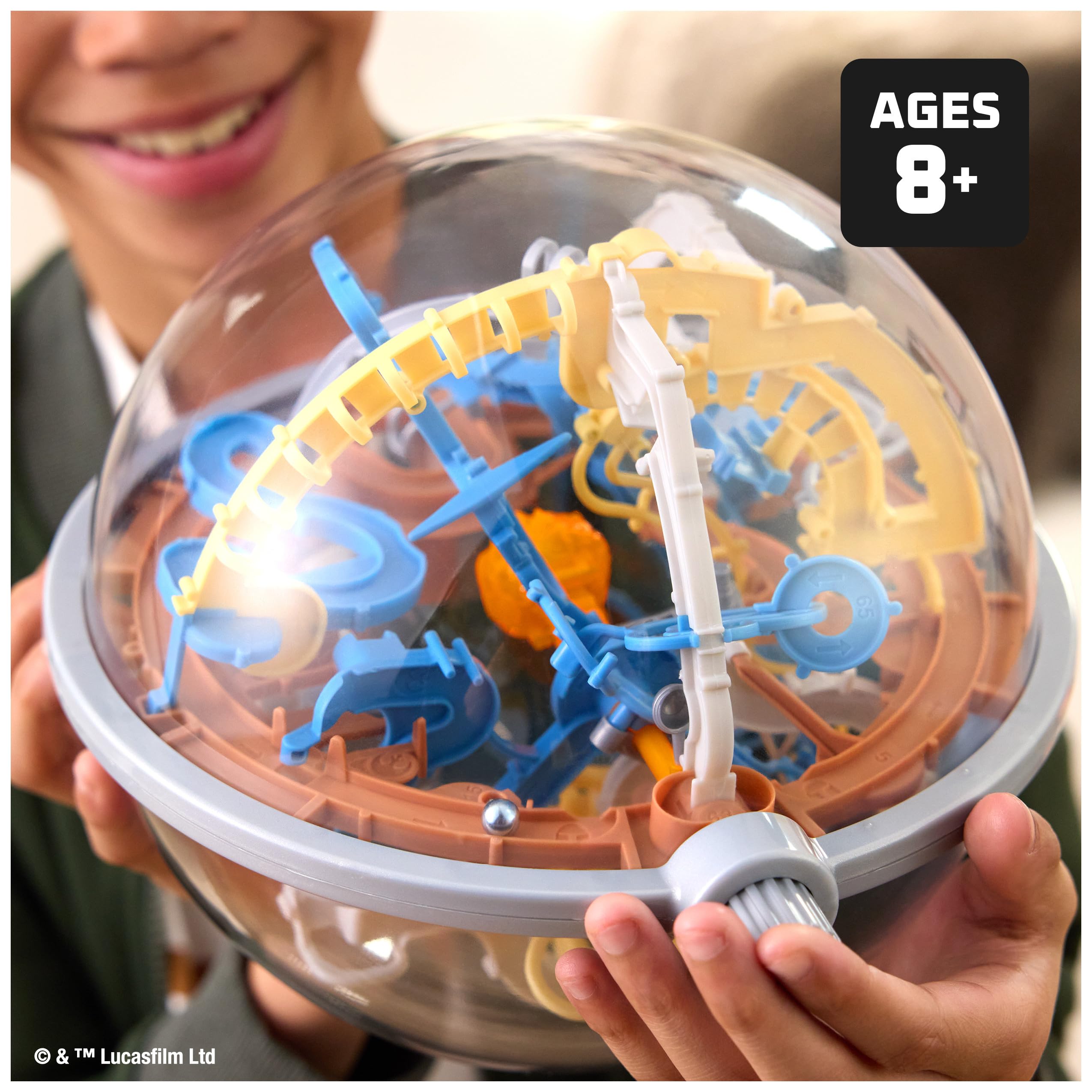 Perplexus – Star Wars, The Mandalorian, 3D-Kugellabyrinth mit 80 Hindernissen aus dem Star Wars Universum, mit Drehknopf, interaktives Spielzeug, für Kinder ab 8 Jahren, Fan-Artikel