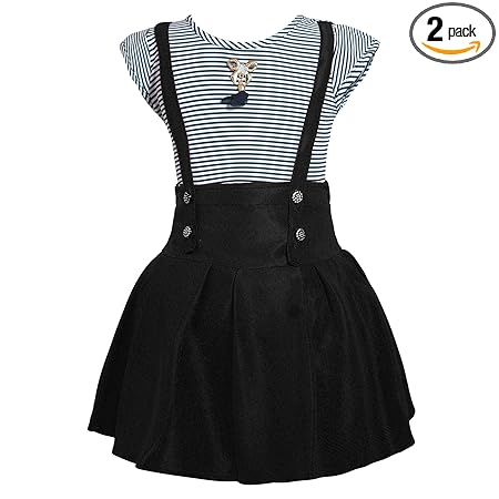 Lorraine Girls Faux Georgette Top and Skirts (Red and White, 6-7 Years)