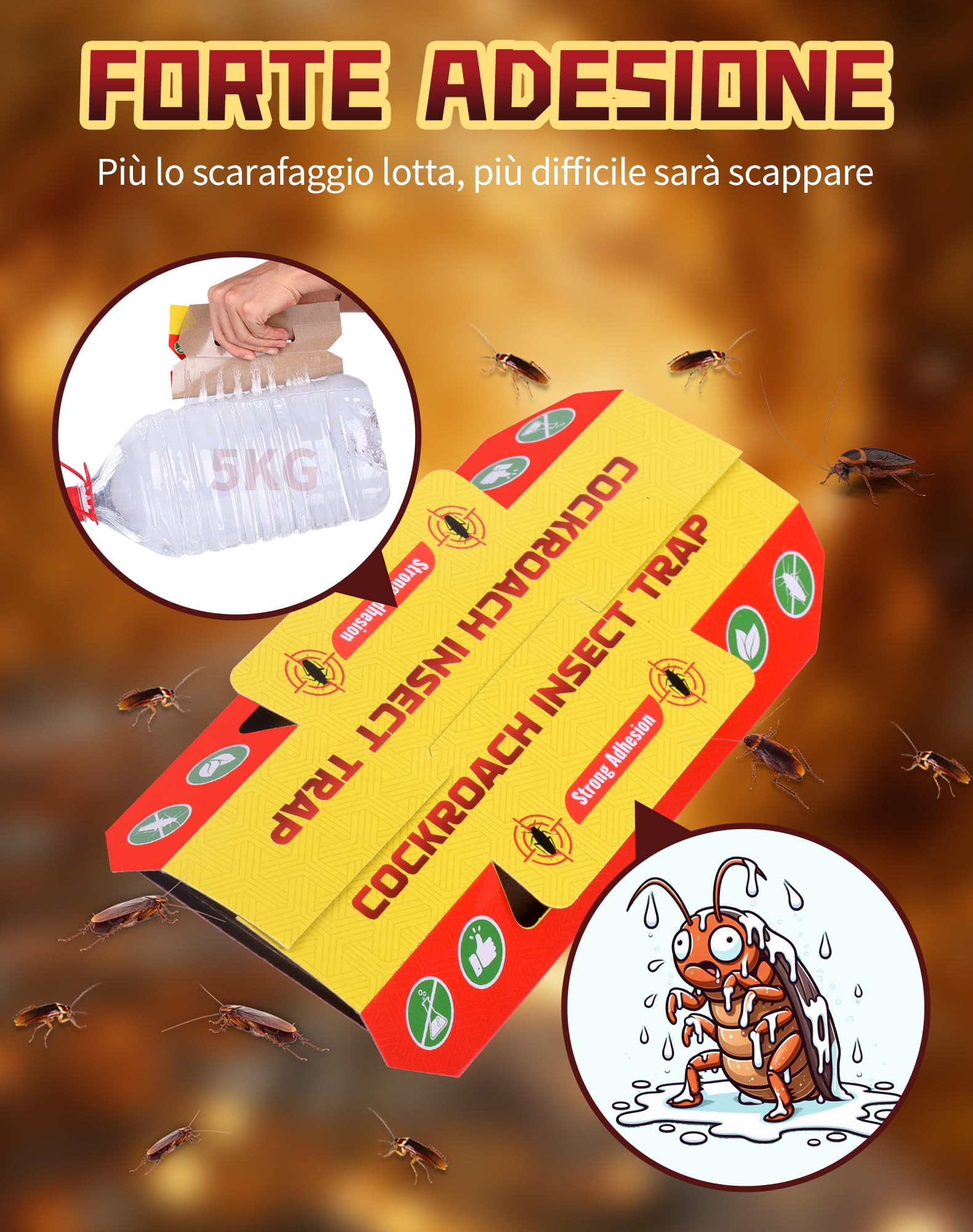 30 Pezzi Trappole Scarafaggi e Blatte Trappola per Eliminare Scarafaggio Atossico e Insapore Anti Blatte per Casa, Cucina, Bagno, Soggiorno, Armadio, Ufficio, Proteggere Bambini e Animali Domestici
