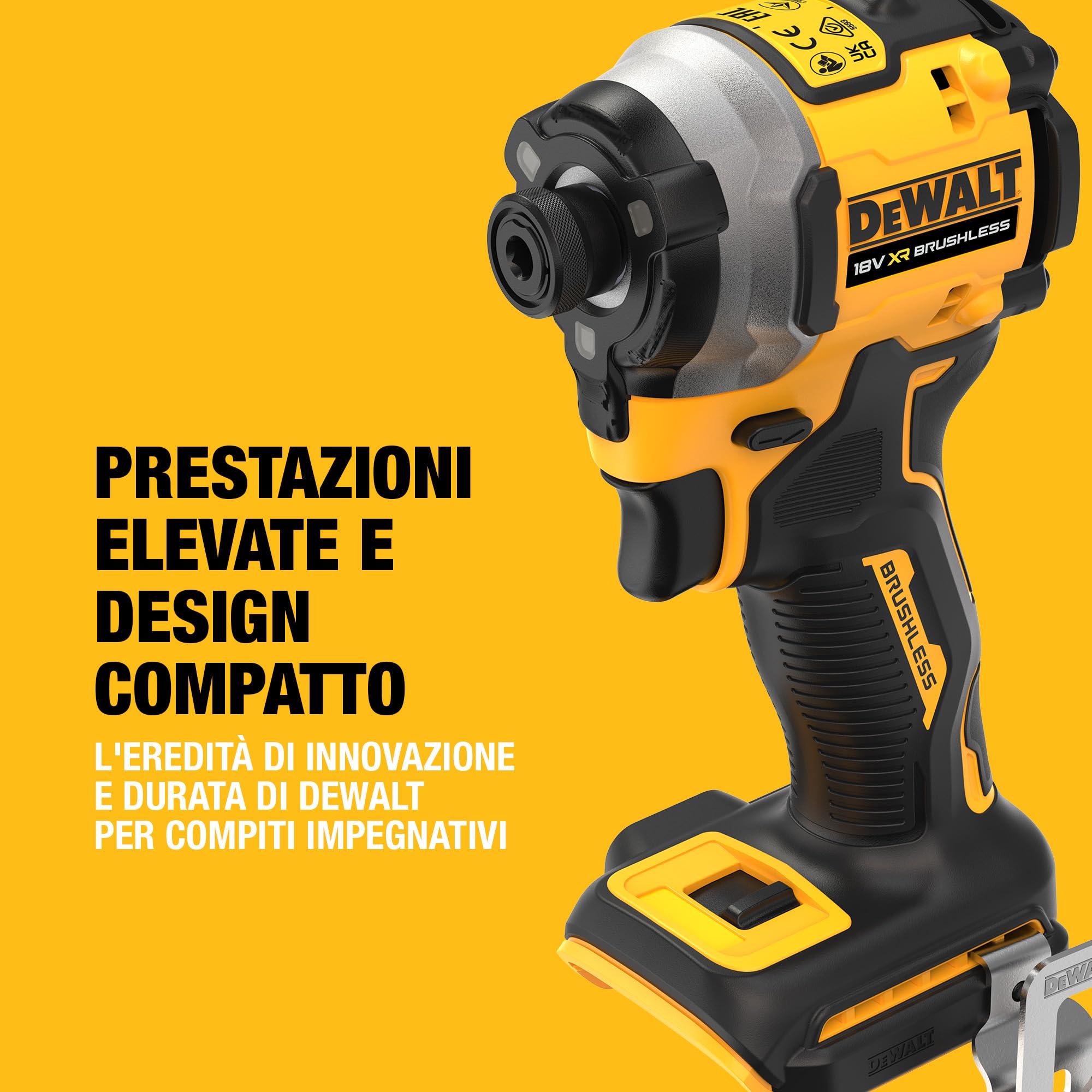 DEWALT Avvitatore a Impulsi Compatto Senza Spazzole 18V XR, Unità Singola, DCF850N-XJ
