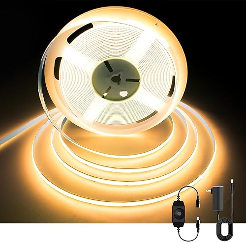 Miniatura 1 de Tira de luces LED COB regulables de 32.8 pies, tira de luz LED ultra brillante blanca cálida de 2700 K, 24 V, 3200 LED, luz de cinta LED CRI 93+