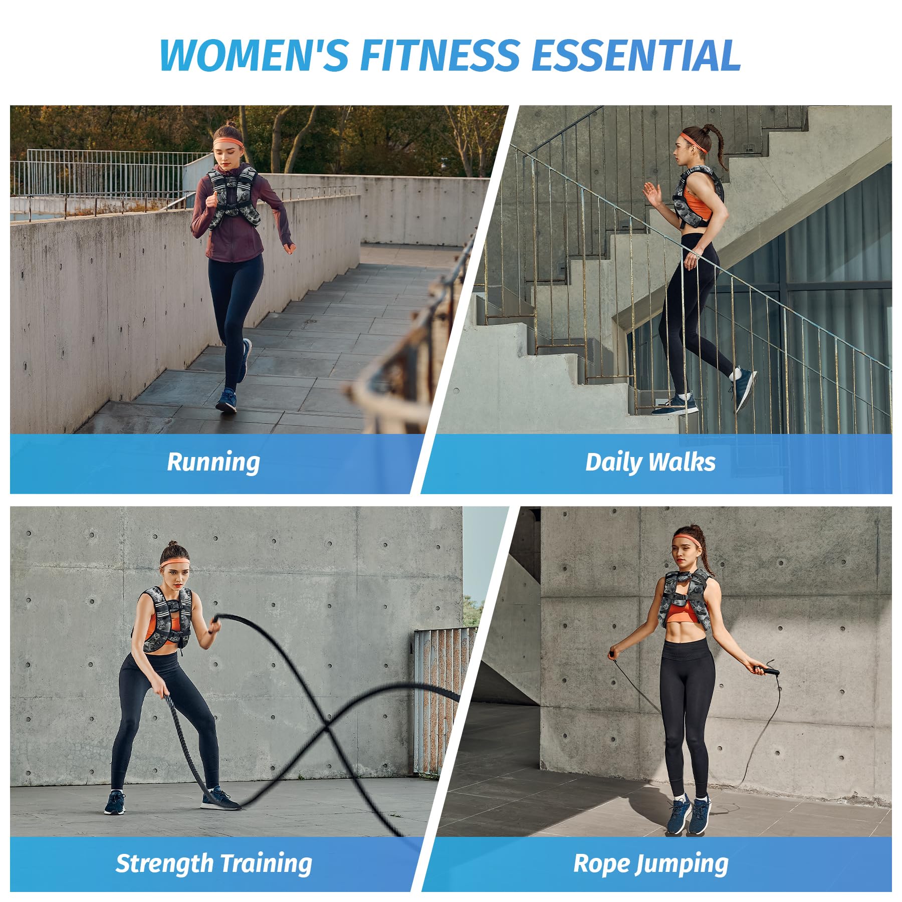 ZELUS Weighted Vest, 6lb/8lb/12lb/16lb/20lb/25lb/30lb Weight Vest with Reflective Stripe for Workout, Strength Training, Running, Fitness, Muscle Building, Weight Loss, Weightlifting: 20 lb Urban Gray Camo