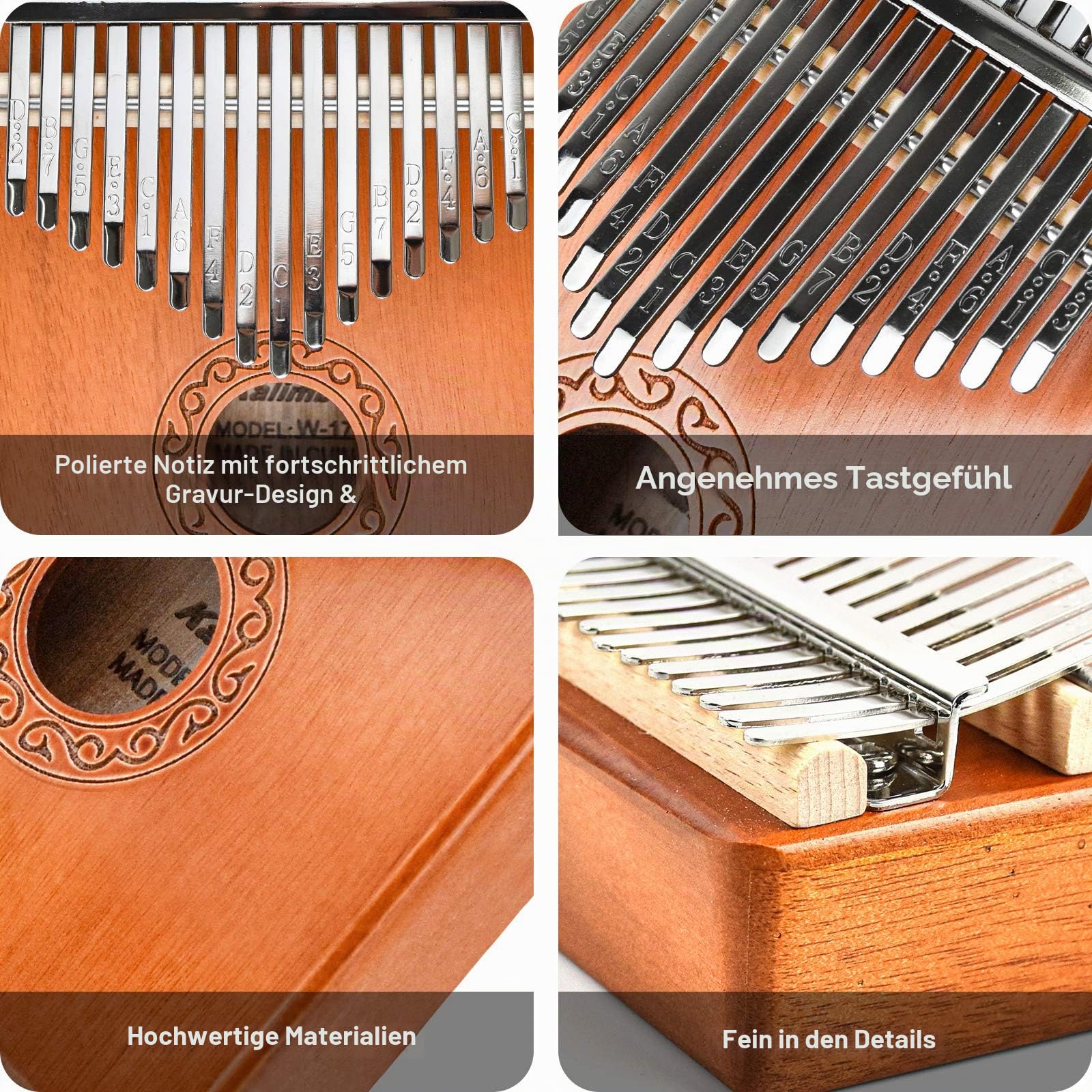 Daumenklavier Kalimba Instrument Kaufen Marimba 17 Keys Schlüssel Calimba Kanun Instrument Kinder Musikinstrumente Erwachsene mit Schutzhülle und Zubehör