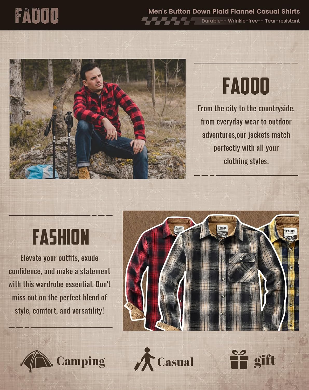 Mens Flannel Shirts Long Sleeve Flannel Shirt Casual Button Down Brushed Cotton Plaid Shirt for Men - Image 7
