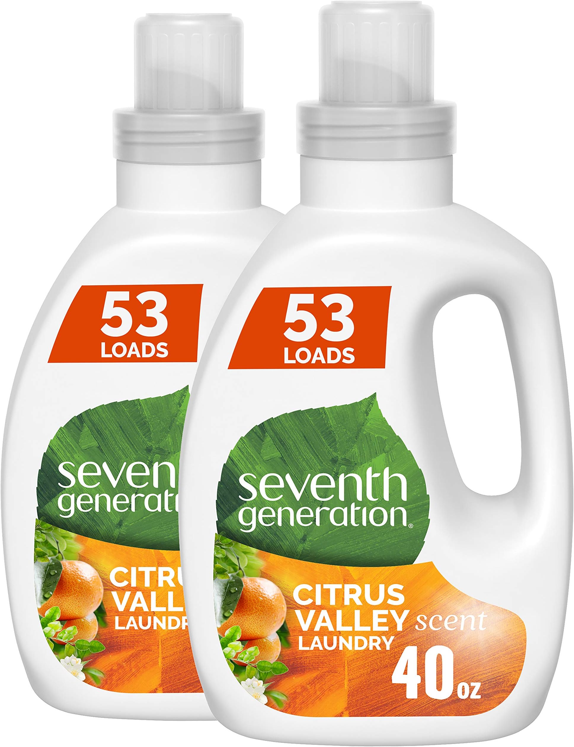 Seventh Generation Concentrated Laundry Detergent, Citrus Valley scent, (53 Loads Each), 40 Fl Oz, Pack of 2