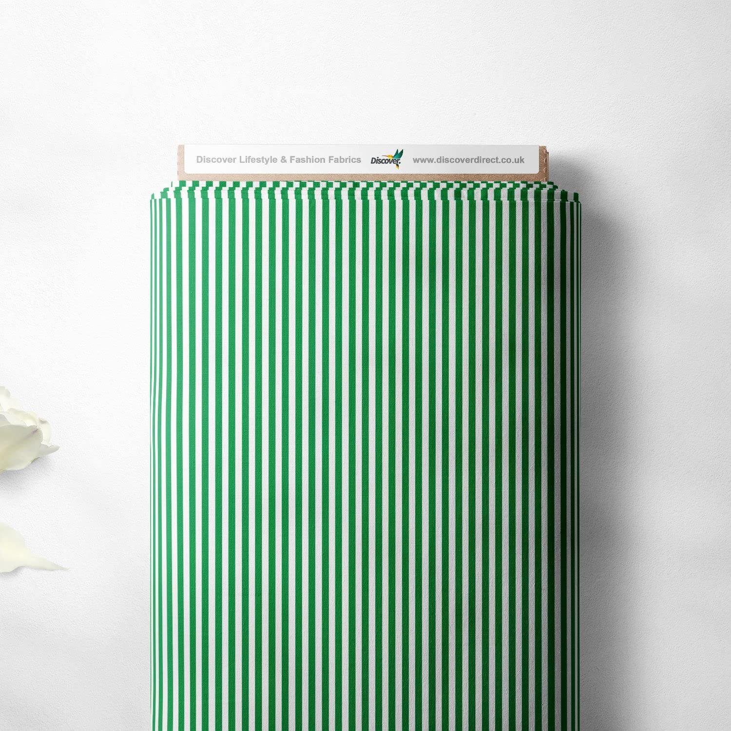 100% Cotton Candy Stripe Lines Design Children Kids Craft Quality Fabric Material | 55" - 140 cm Wide (Per Quarter Metre, Emerald Green)