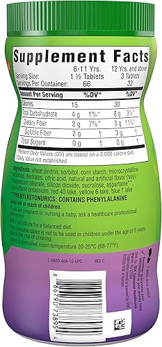 Miniatura 15 de Benefiber Tabletas masticables de suplemento de fibra prebiótica para la salud digestiva, sabores surtidos de frutas, 100 unidades