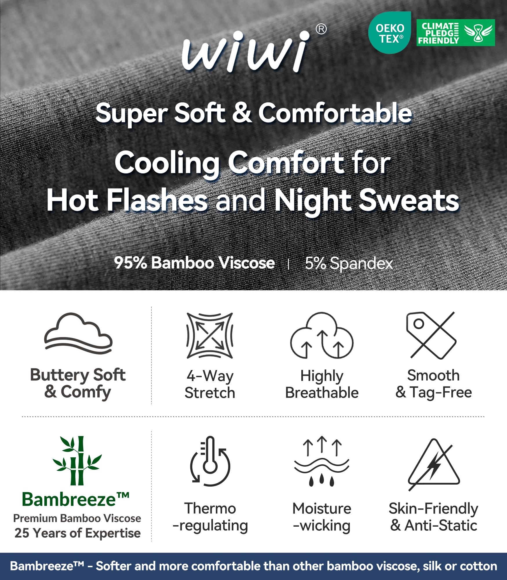 WiWi Mens Bamboo Viscose Pajama Shorts Lightweight Lounge Bottoms Soft Knit Sleep Short Pants Loungewear with Pockets S-3X
