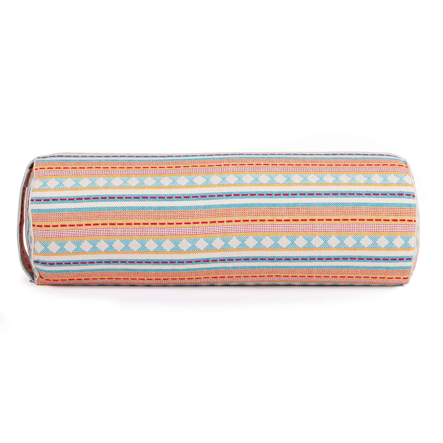 Bodhi Yoga Bolster Ø 23 cm | Ethno Collection | Yogarolle aus 100% Baumwolle | Dinkelfüllung aus Bio-Dinkelspelzen | Yogakissen für Pilates & Yin Yoga | Yogabolster aus Jacquard-/ Ikat-Webstoff