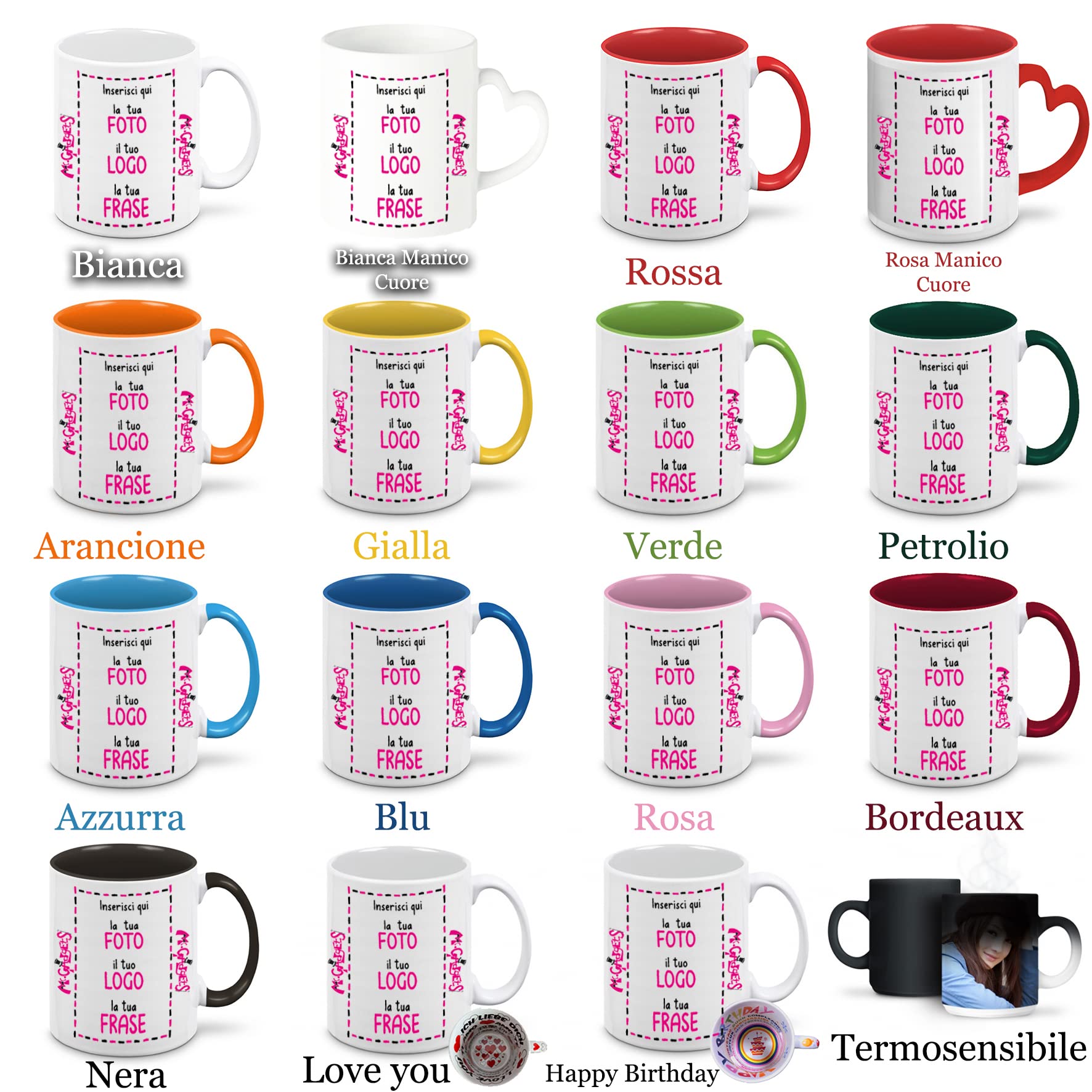 Mr. Gadgets Tazza in Ceramica Personalizzabile con Foto e Scritta