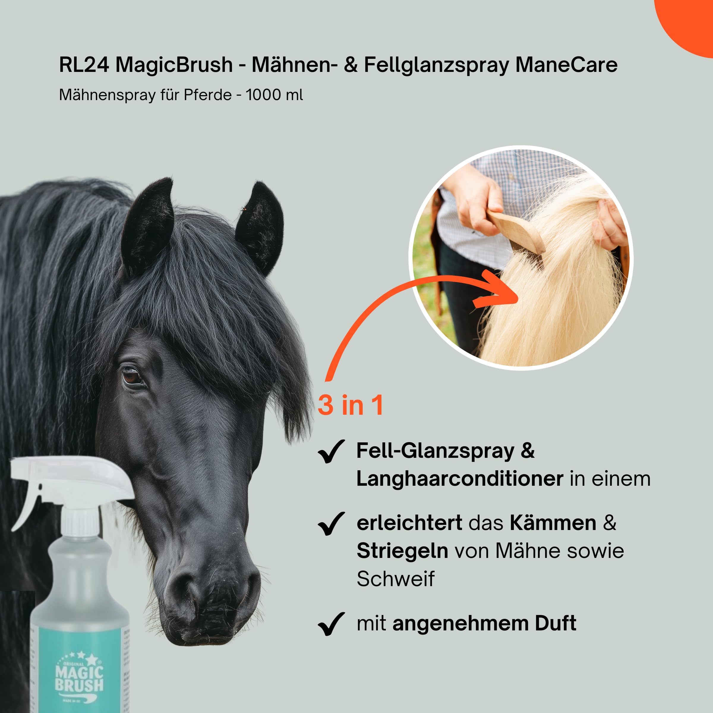 RL24 MagicBrush - Mähnen- & Fellglanzspray ManeCare – 5 x 1000 ml