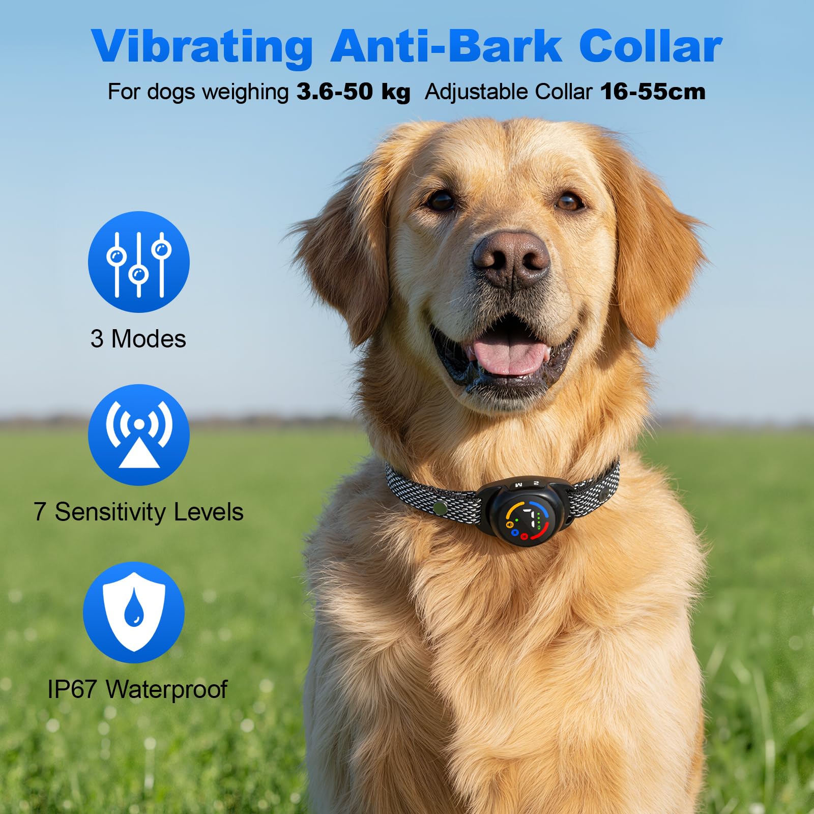 Collar Antiladridos Perros Collar Adiestramiento, Collar Adiestramiento Perros Pequeños, 7 Niveles de Intensidad Ajustables, Impermeable IP67, para Perros pequeños