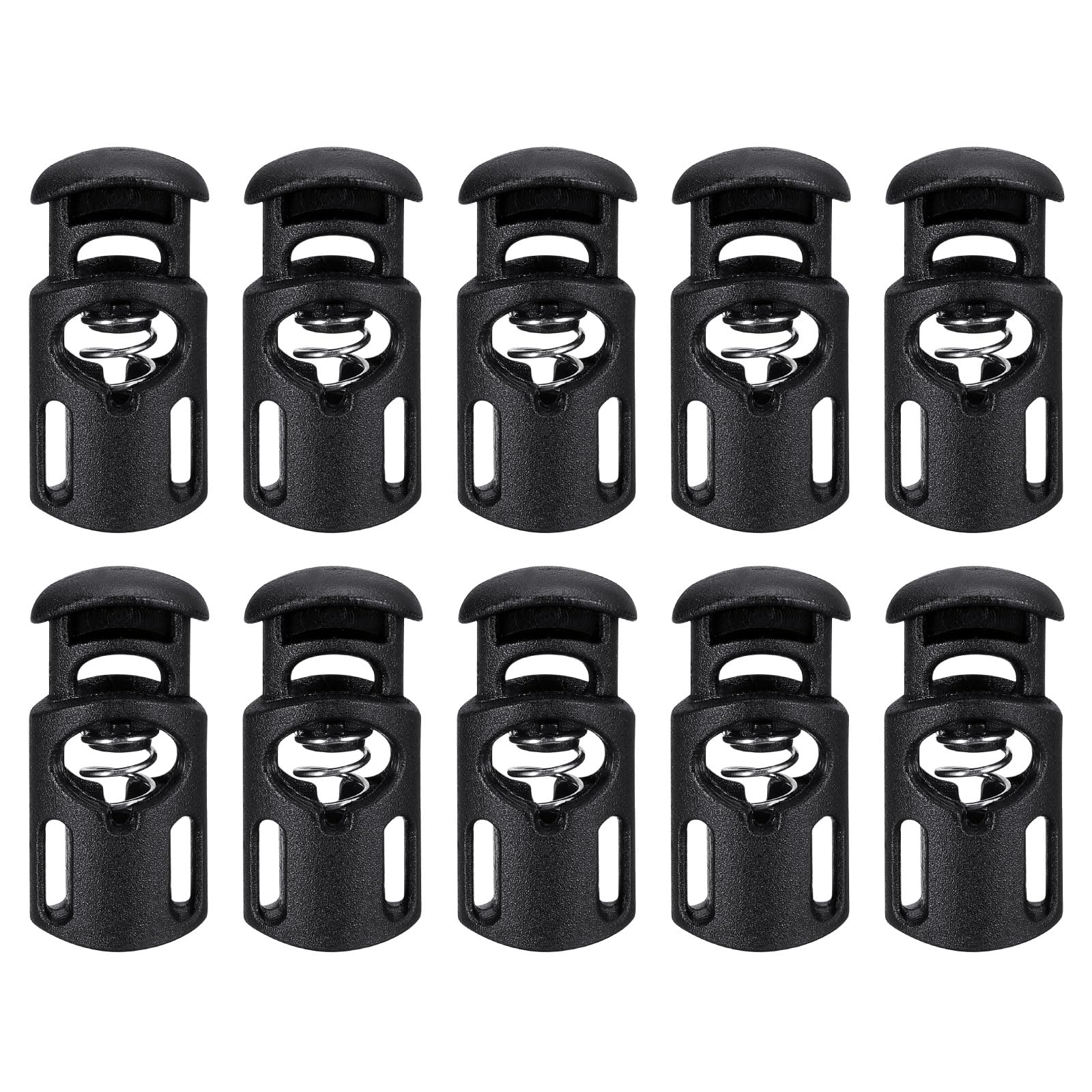 uxcell 30Pcs Plastic Cord Lock Draw String Single Hole Spring Toggle Stoppers Spring Stop for Backpack Shoelaces Drawstrings, 5.5x3mm Black