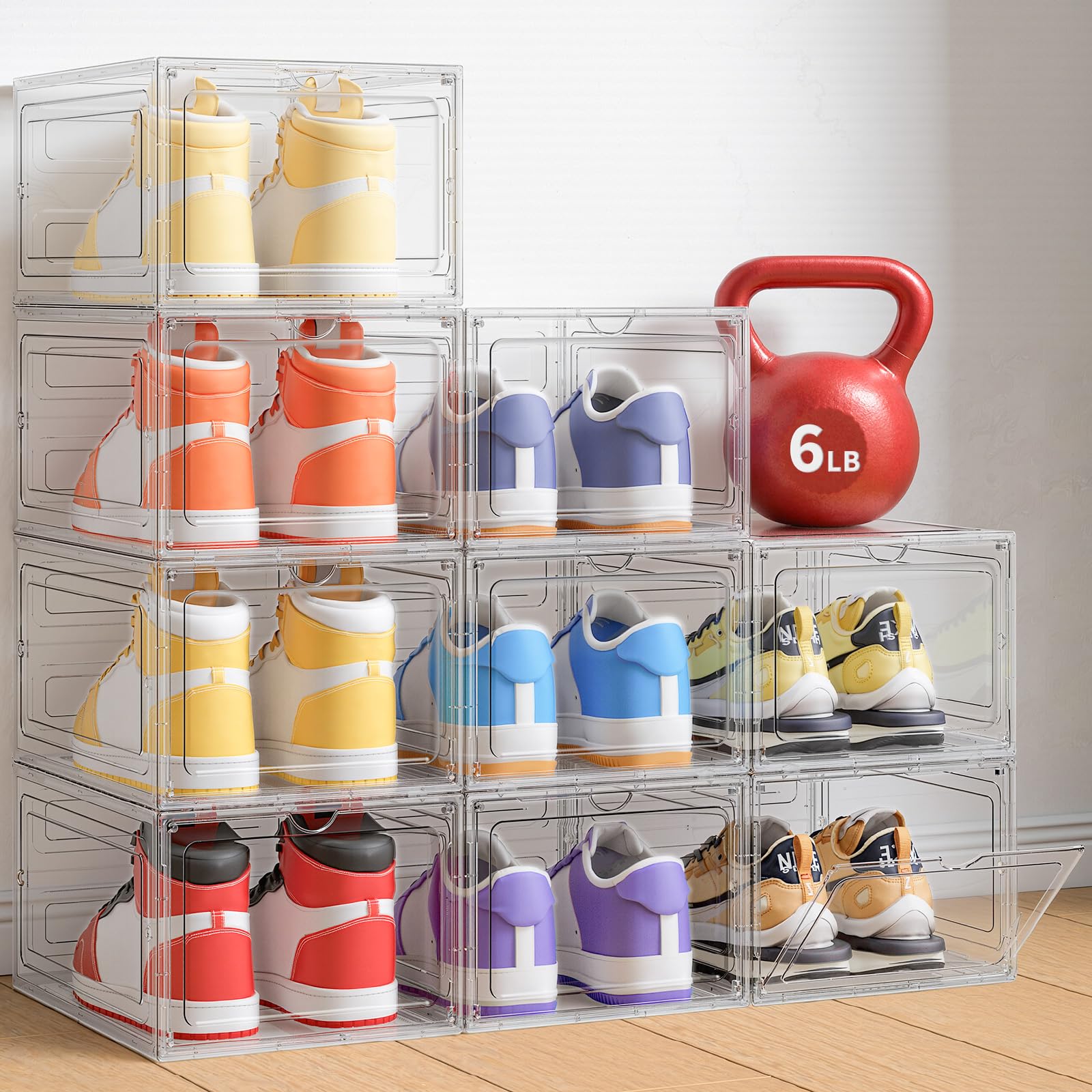 Amazon.com: Kitsure Thicken & Sturdy Shoe Boxes - 9 Pack White