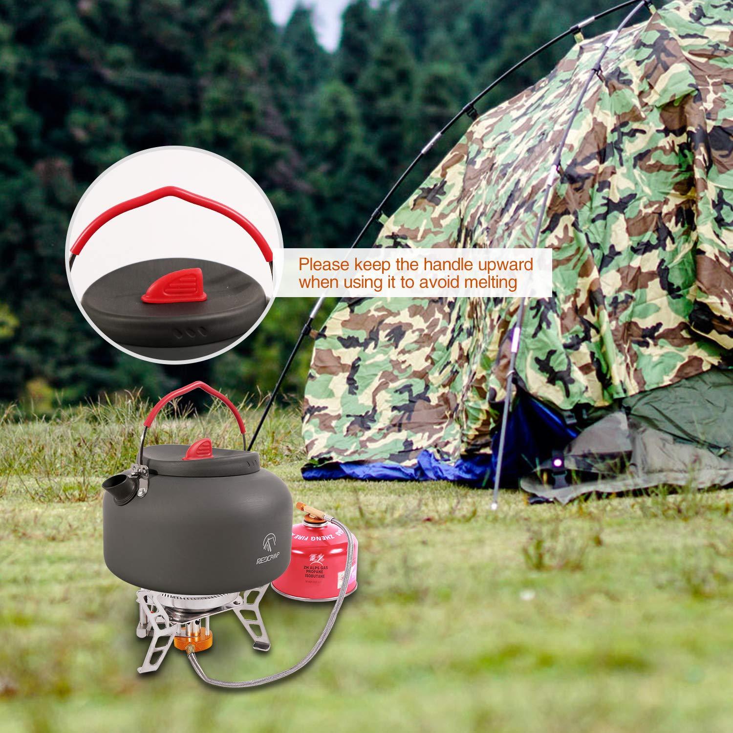 REDCAMP 1.4L Small Camping Kettle, Folding Water Pot with Carrying Bag, Compact Lightweight Tea Kettle for Outdoor Cooking Backpacking Picnic Fishing Boiling