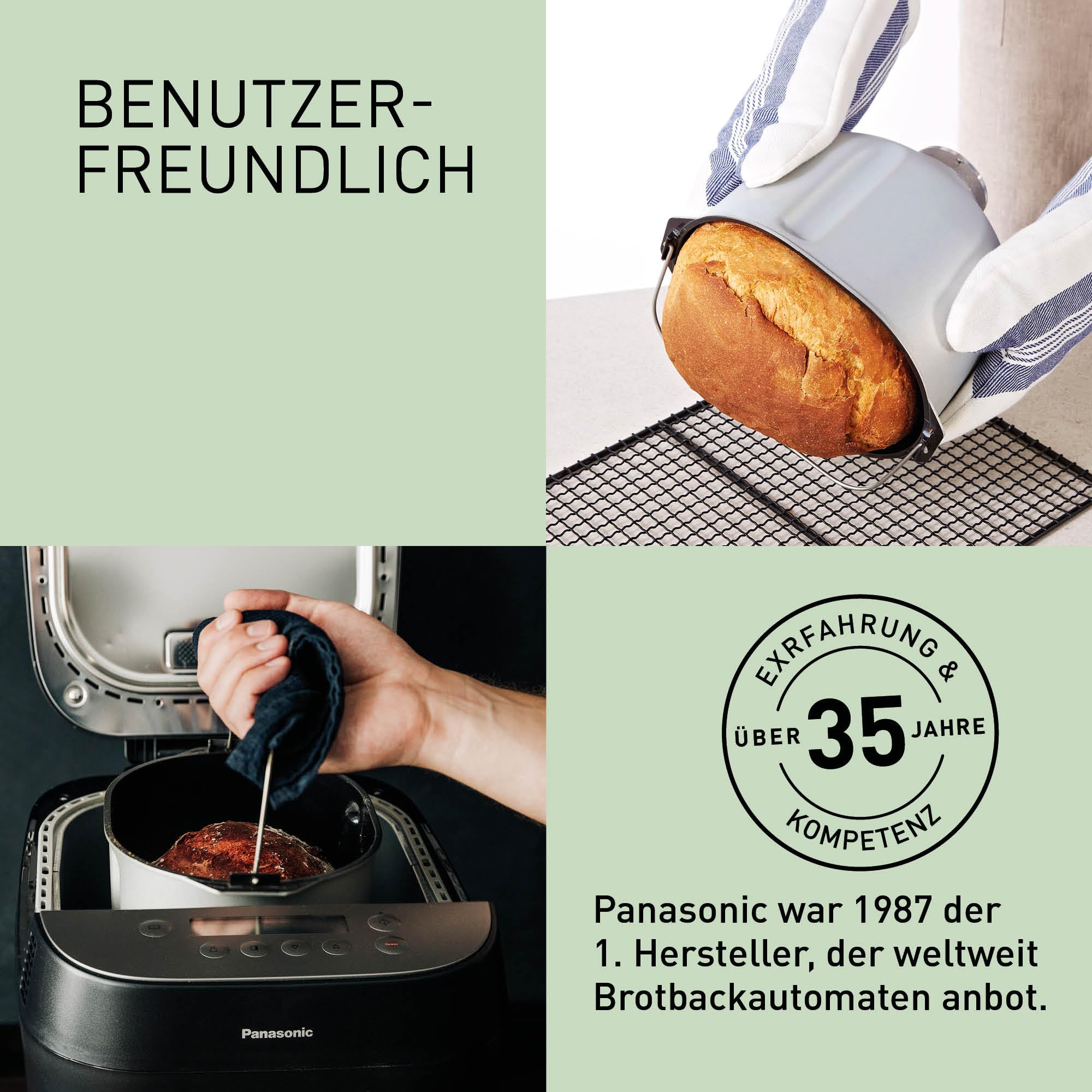 Panasonic Croustina Brotbackautomat SD-ZD2010 für Krustenbrot (18 Programme, Brotmaschine, glutenfrei, knuspriges Brot, Vollkorn-Krustenbrot), schwarz