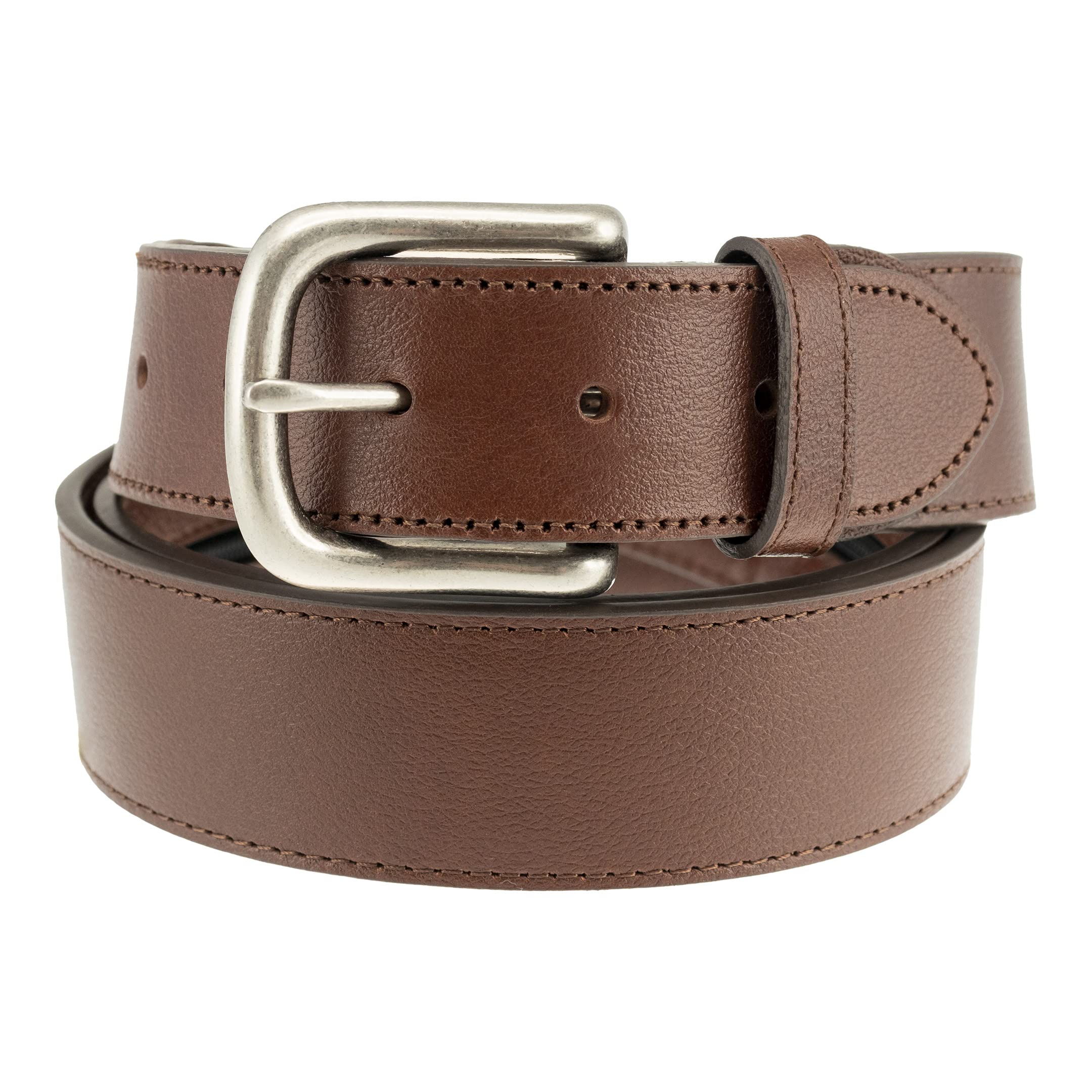 Sandpoint Leather Tab Money Belt with Extra Spacious Zipper Pocket (Brown, 36)