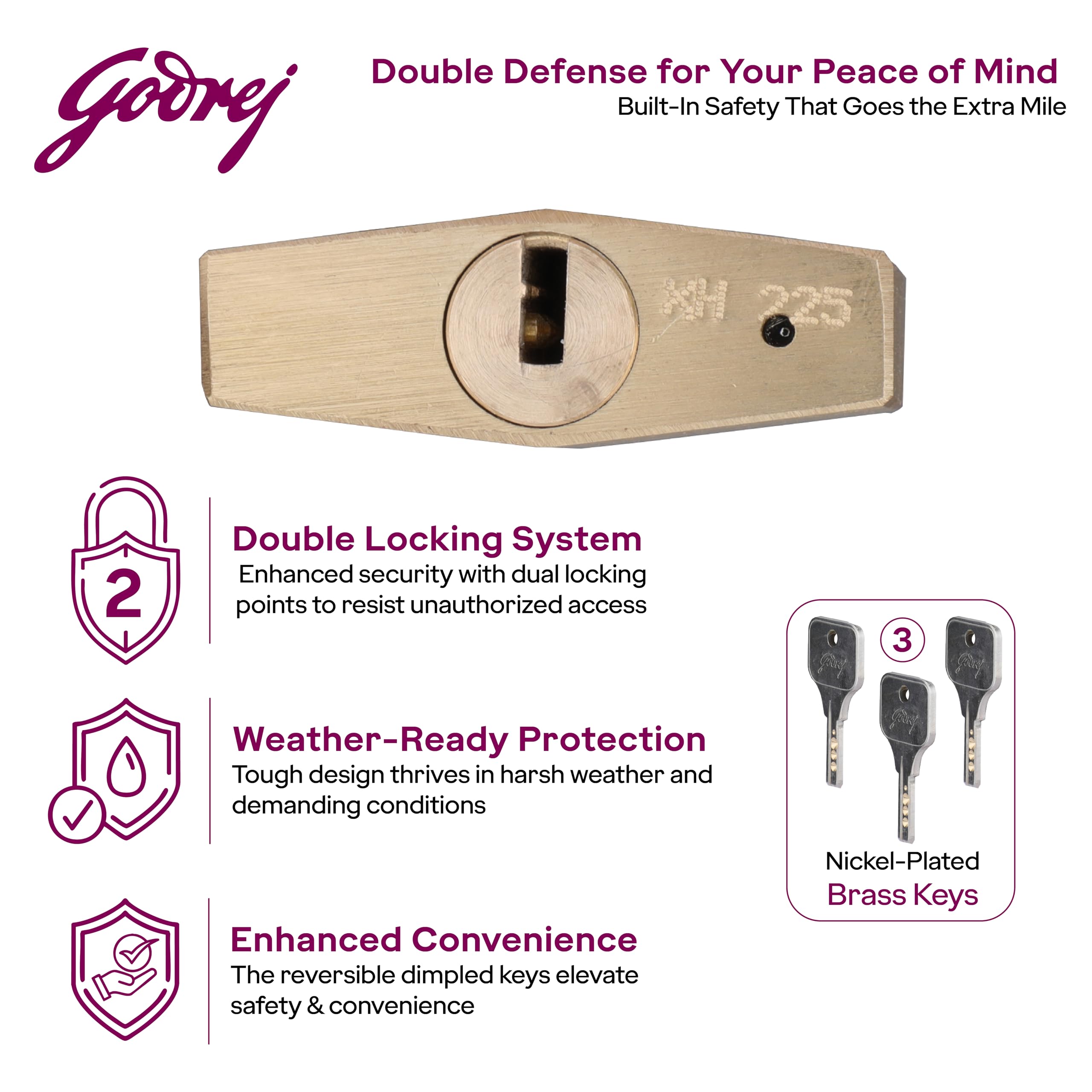 Godrej Sherlock Pro Padlock - 40mm with 3 Keys -6 Godrej Sherlock Pro Padlock - 40mm with 3 Keys -6