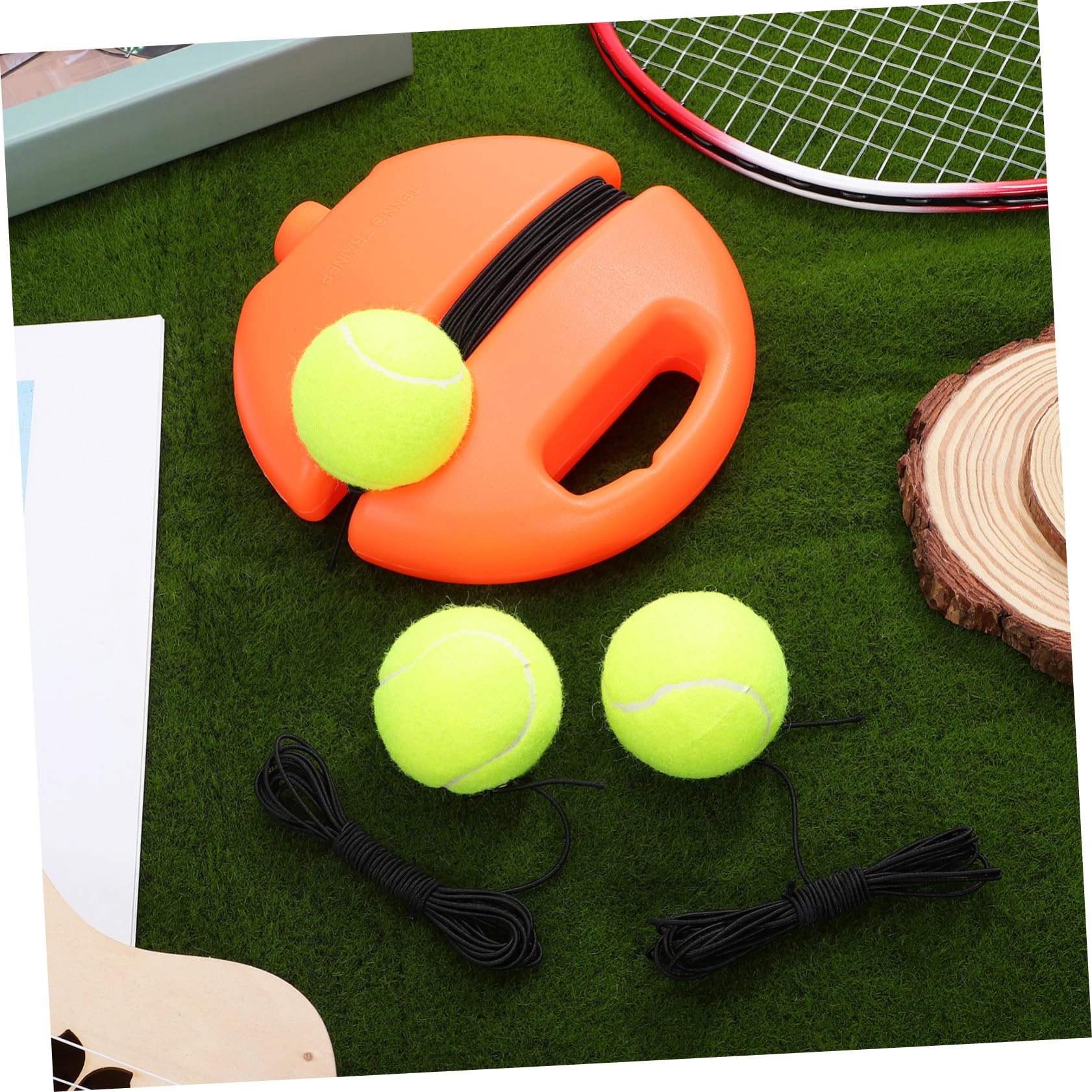 HANABASS Allenatore di Rimbalzo per Tennis Arancione, Set Singolo | Corda Elastica, Base in Plastica, Allenamento in Solitaria, per Principianti, Portatile