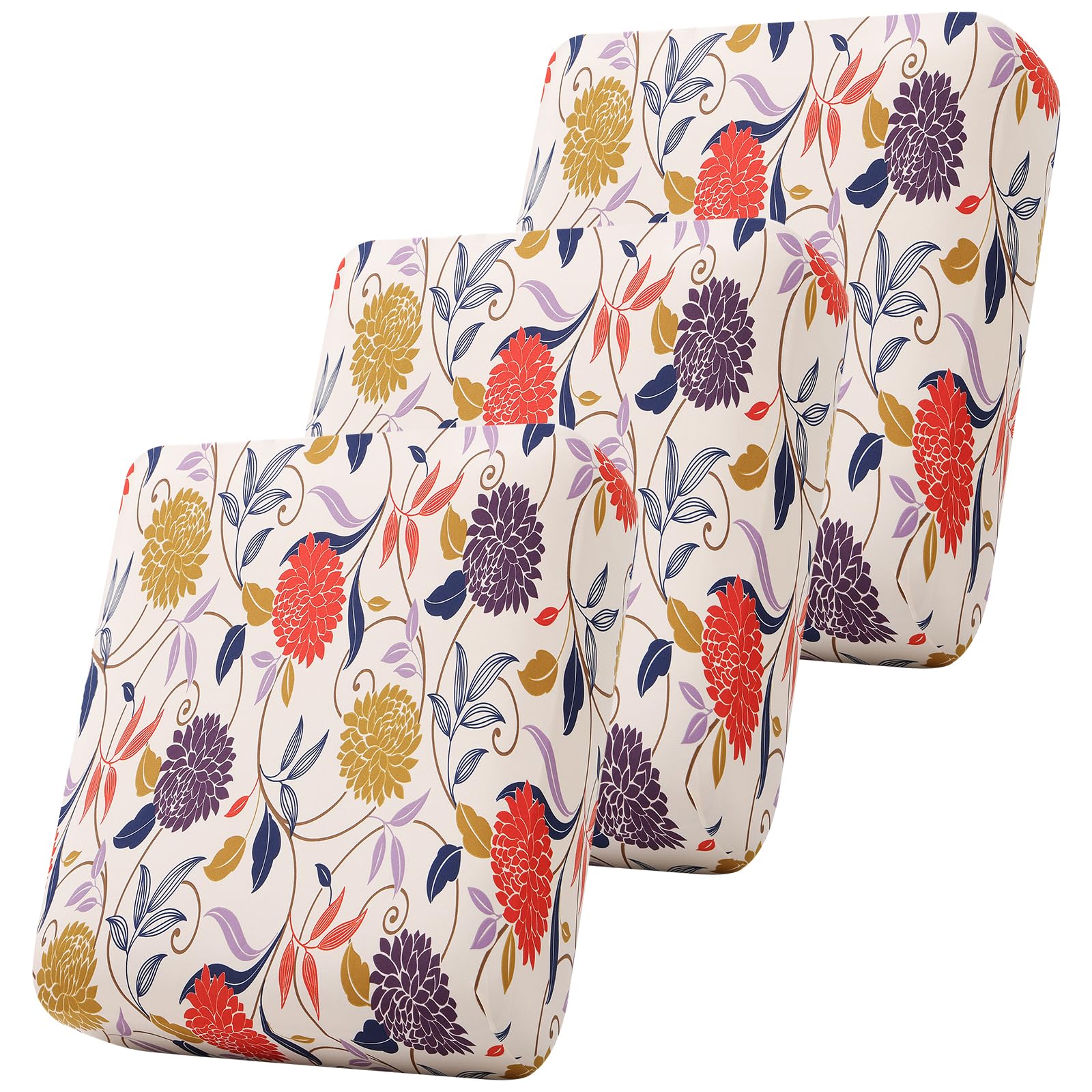 Smiry Printed Couch Cushion Covers, Stretch Soft Couch Covers for Sofa, Washable Non-Slip Sofa Slipcover Furniture Protector for Indoor and Outdoor (3 Pack, Orange)