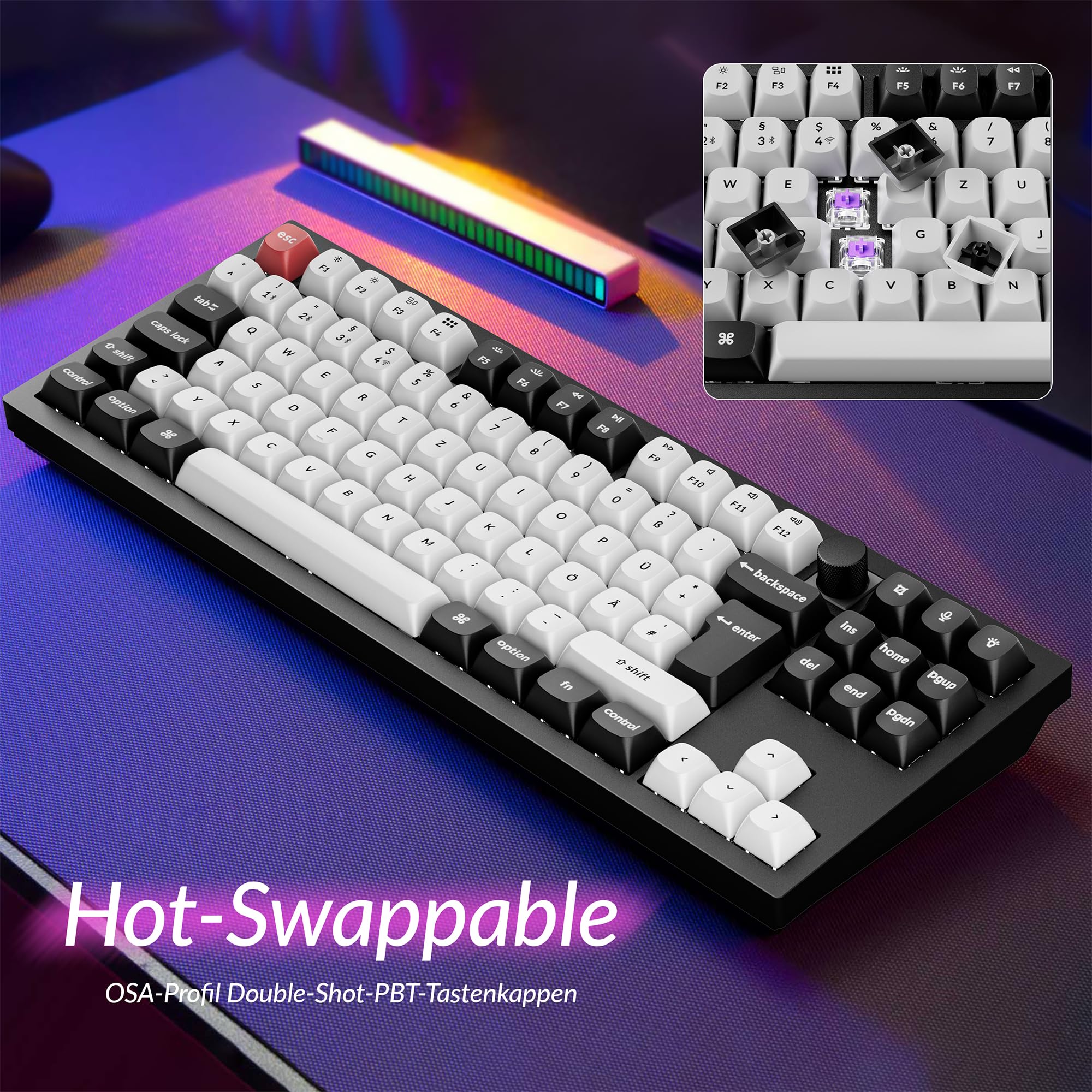 Keychron Q3 HE kabellose Custom-Tastatur, 80% TKL ISO-DE-Layout, Vollmetallgehäuse, 2,4 GHz, Rapid Trigger, programmierbar mit QMK/Launcher, Gateron Double-Rail-Magnetschalter, für Mac und Windows
