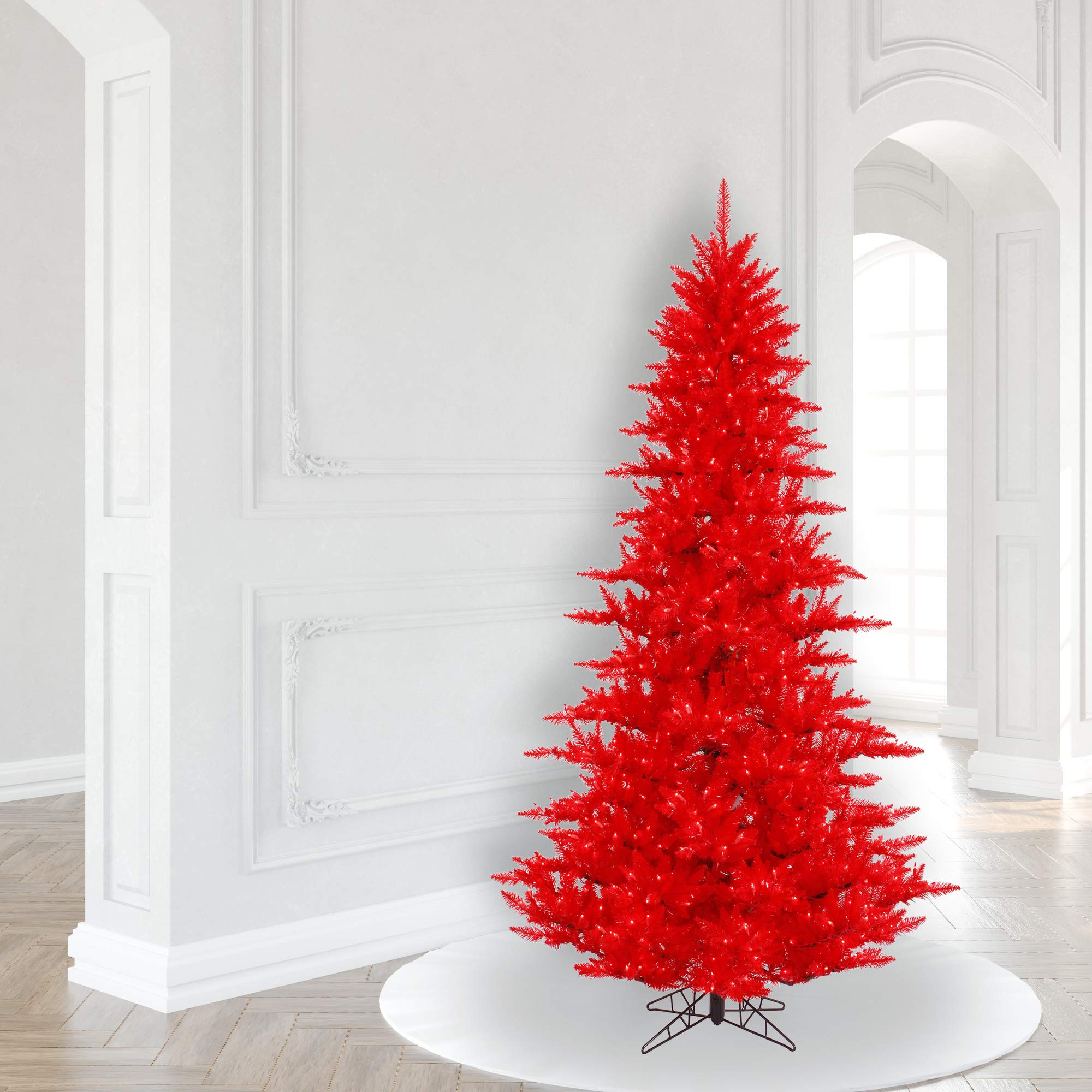 Amazon.com: Vickerman 7.5' Red Fir Artificial Christmas Tree, Red